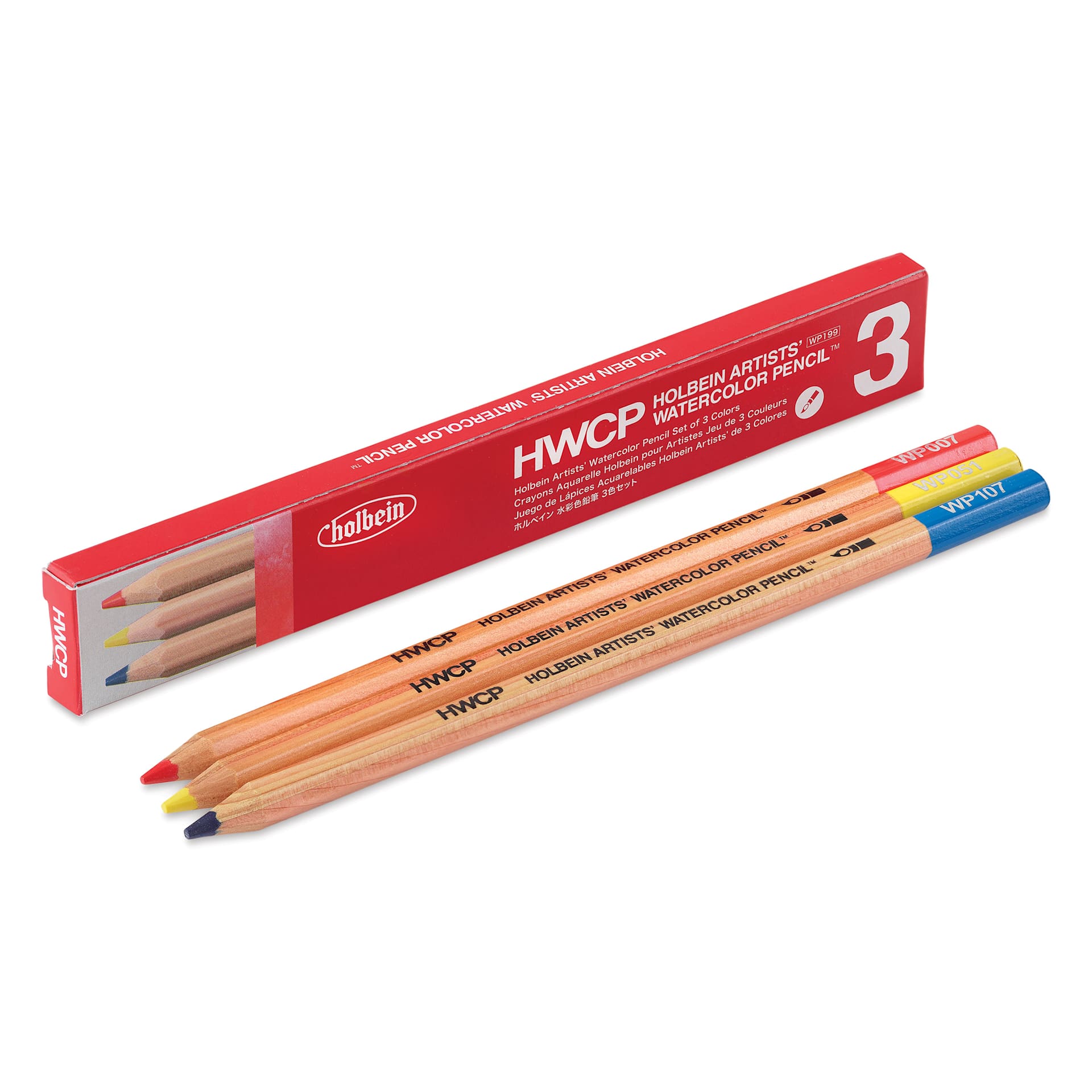 Holbein Artists' Watercolor Pencils - Set of 3, packaging and contents