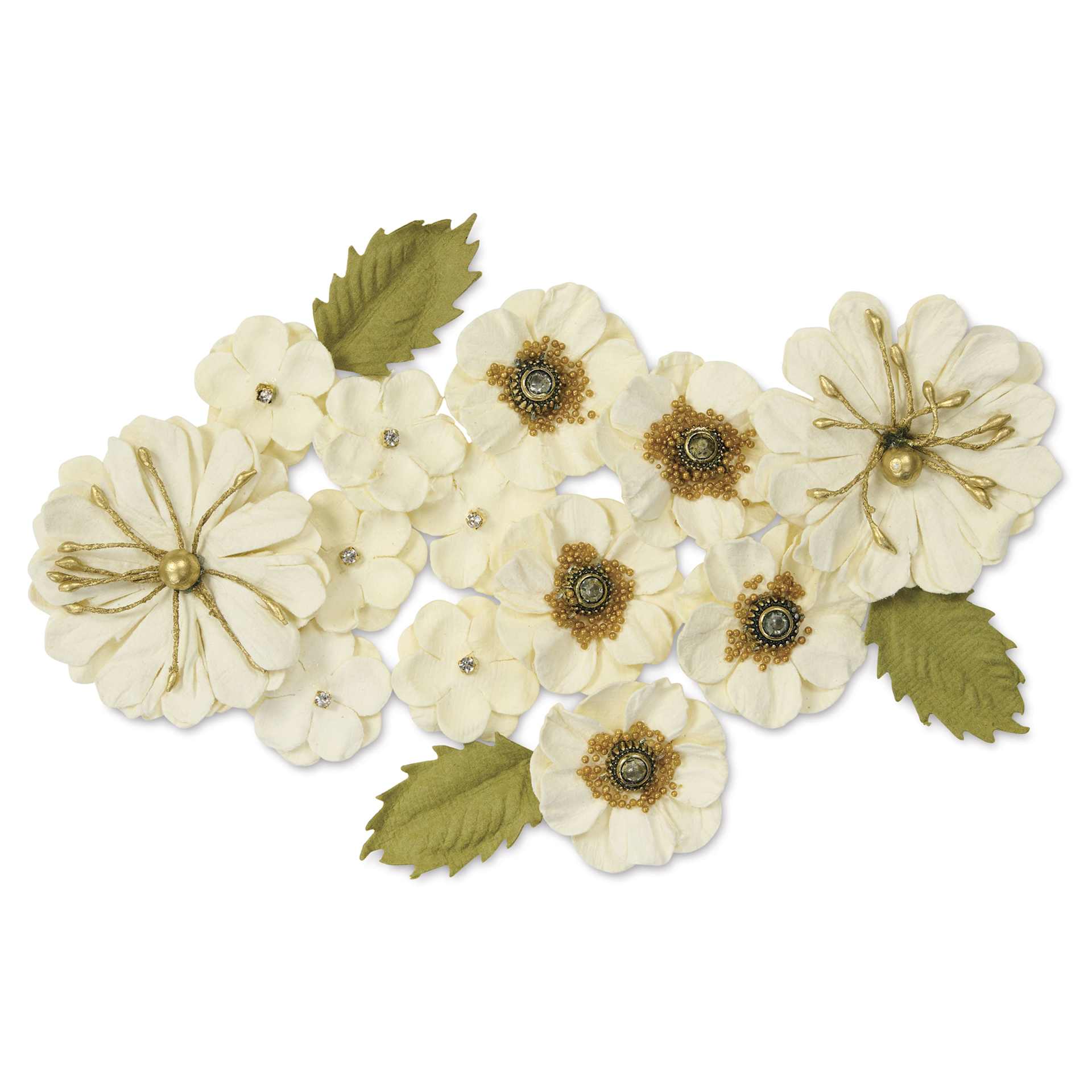 Little Birdie Renae Paper Flowers - Moon Light, Pkg of 27