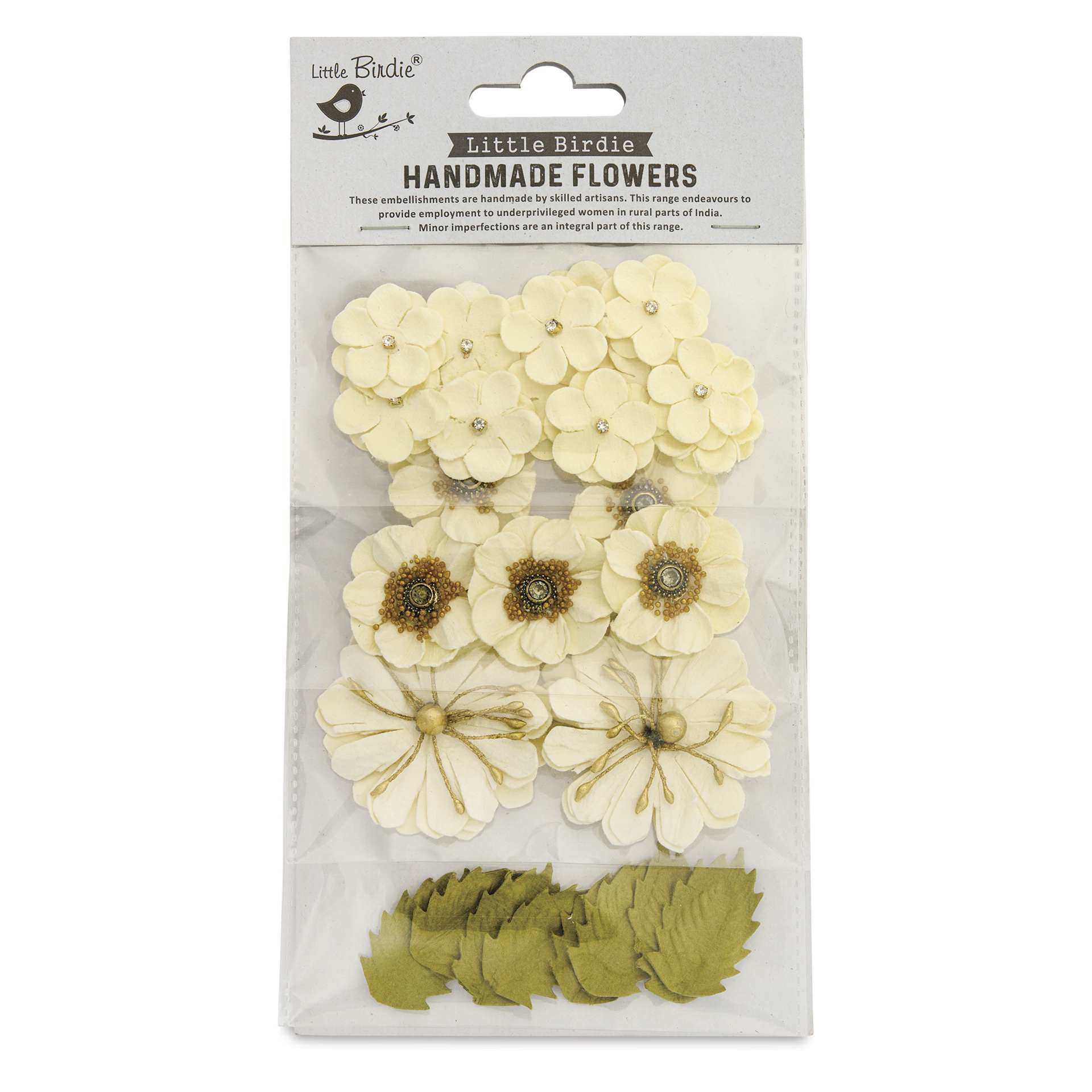 Little Birdie Renae Paper Flowers - Moon Light, Pkg of 27 - front of packaging