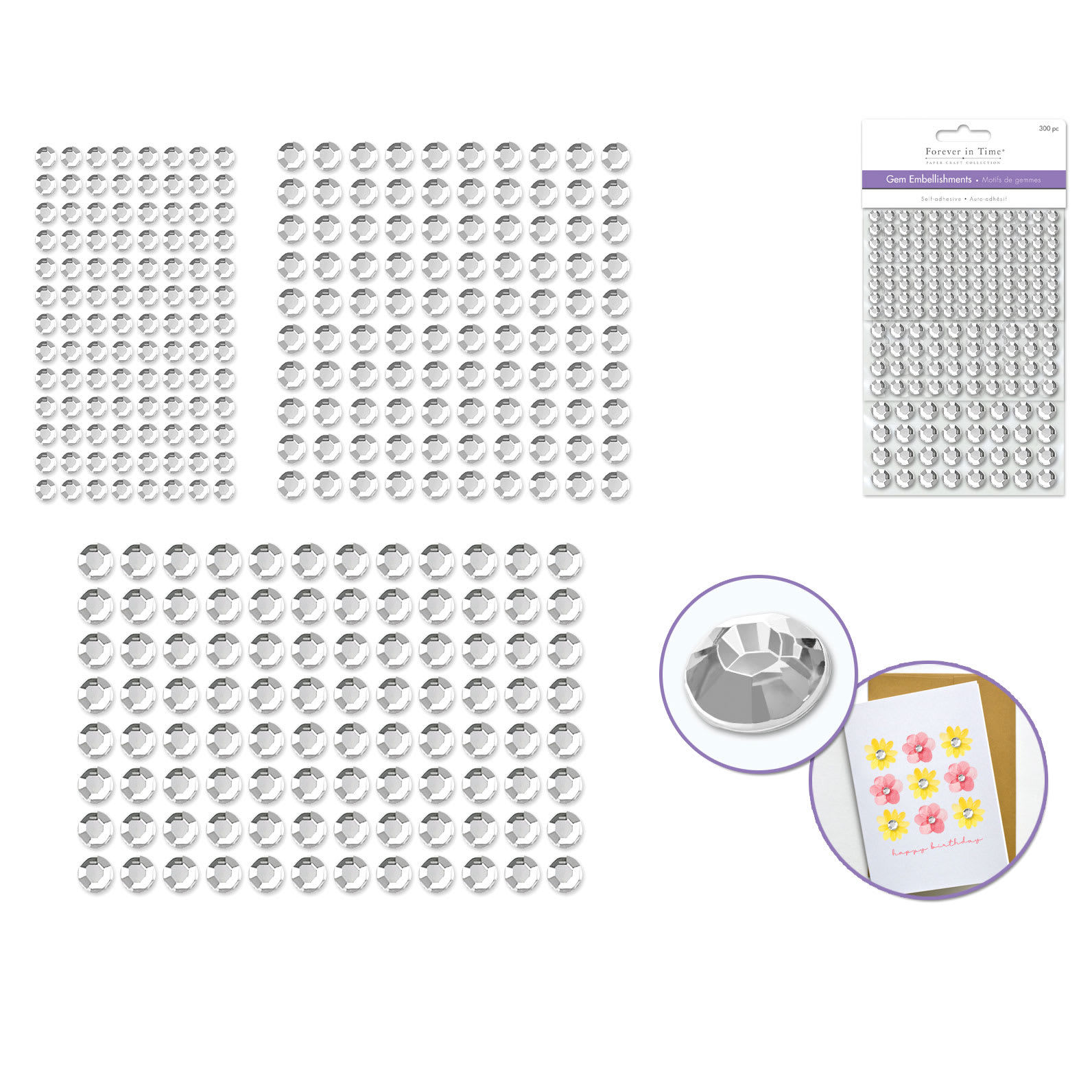 Forever In Time Self-Adhesive Gem Embellishments - Crystal contents