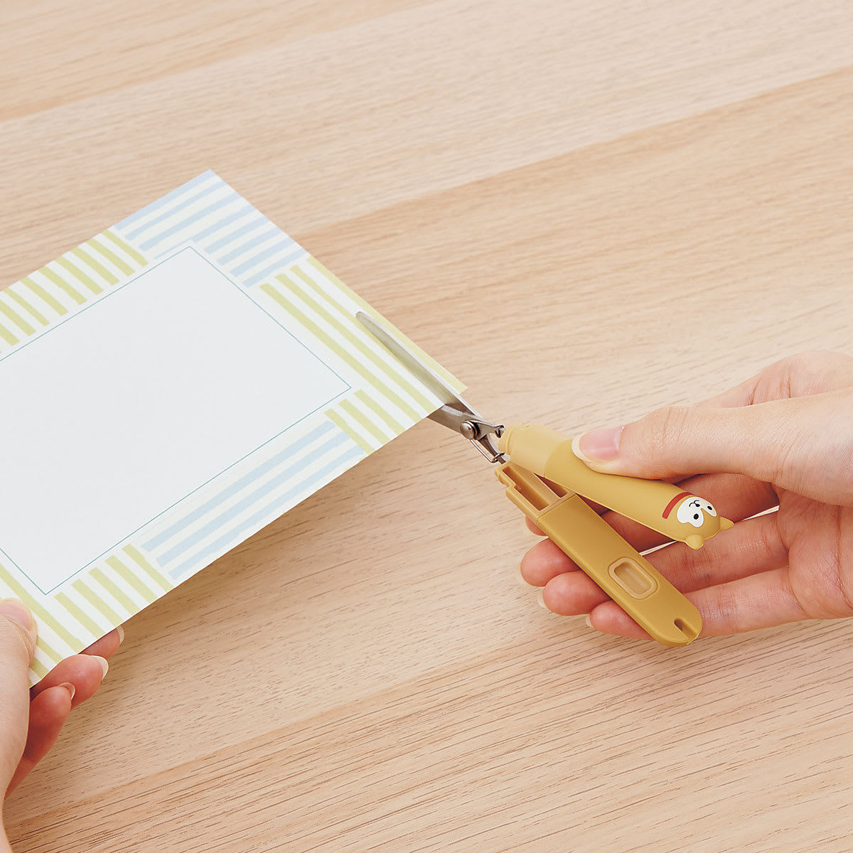 PuniLabo Stick Scissors - Shiba Dog (shown cutting paper)