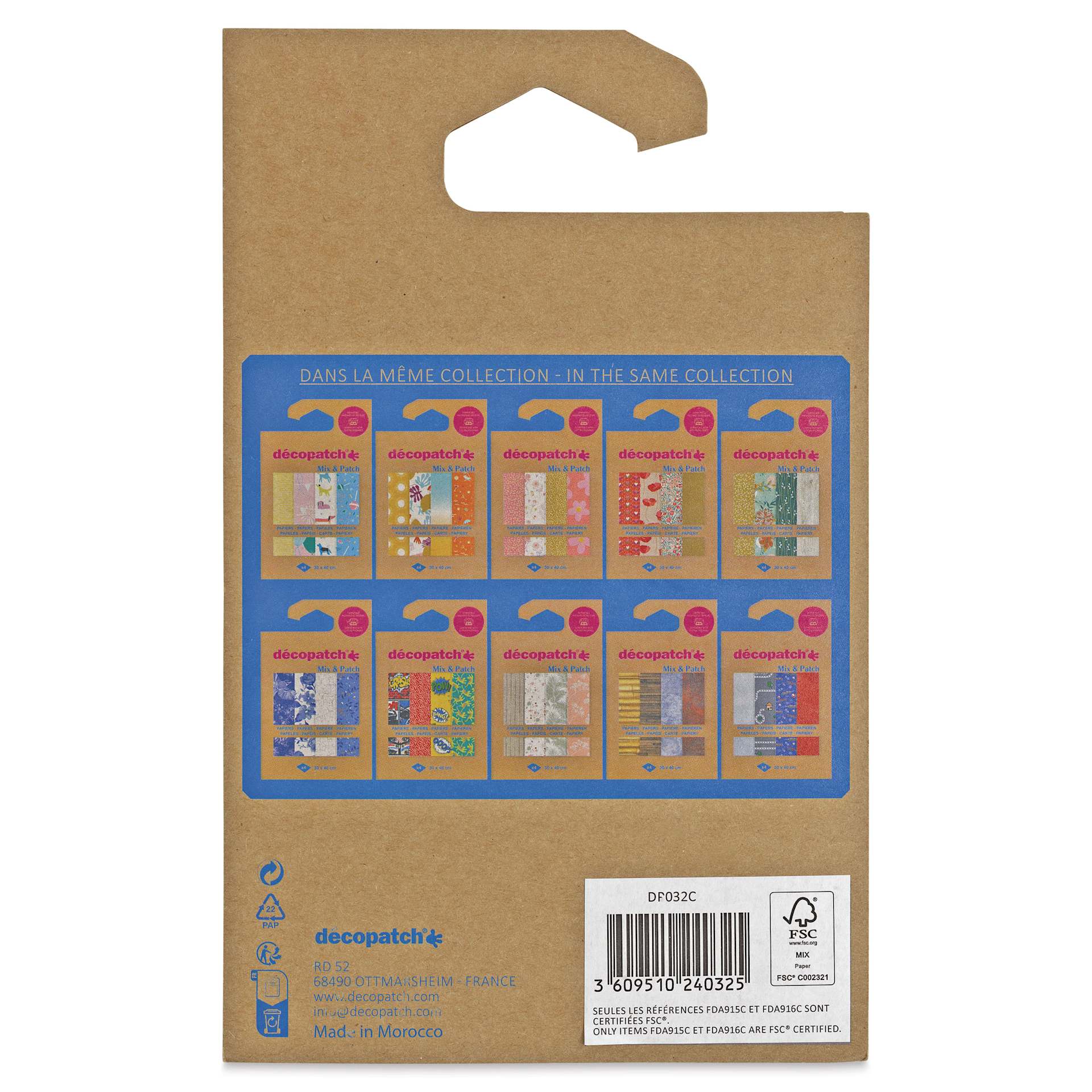 Decopatch Mix & Patch Paper Assortment - Set of 4, Love is in the Meadow, 30 cm x 40 cm - back of packaging