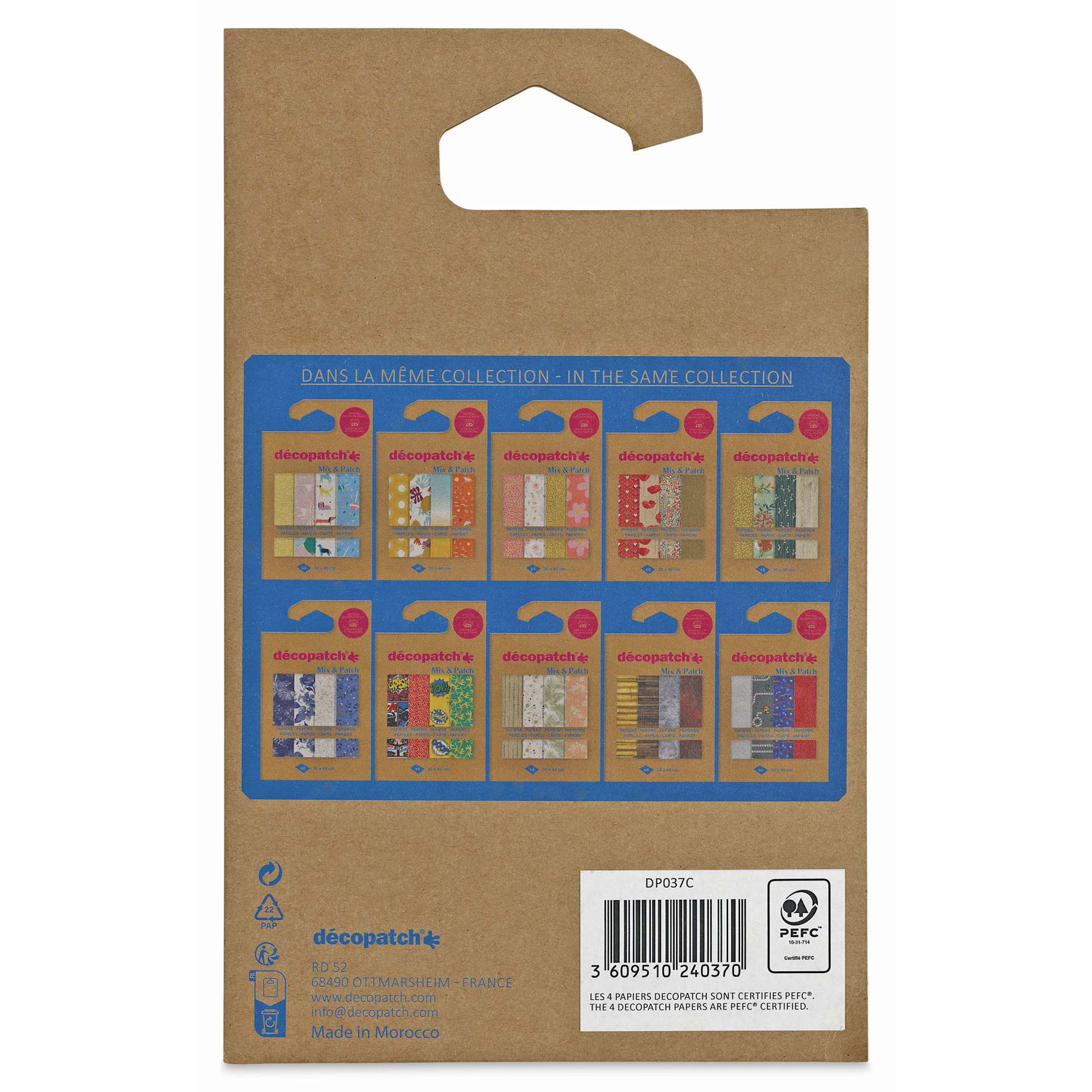 Decopatch Mix & Patch Paper Assortment - Set of 4, Children's Birthday Party, 30 cm x 40 cm - back of packaging