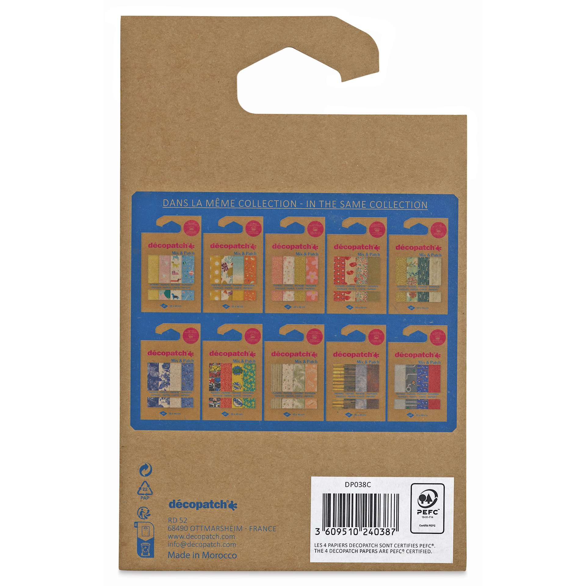 Decopatch Mix & Patch Paper Assortment - Set of 4, Cars, 30 cm x 40 cm - back of packaging