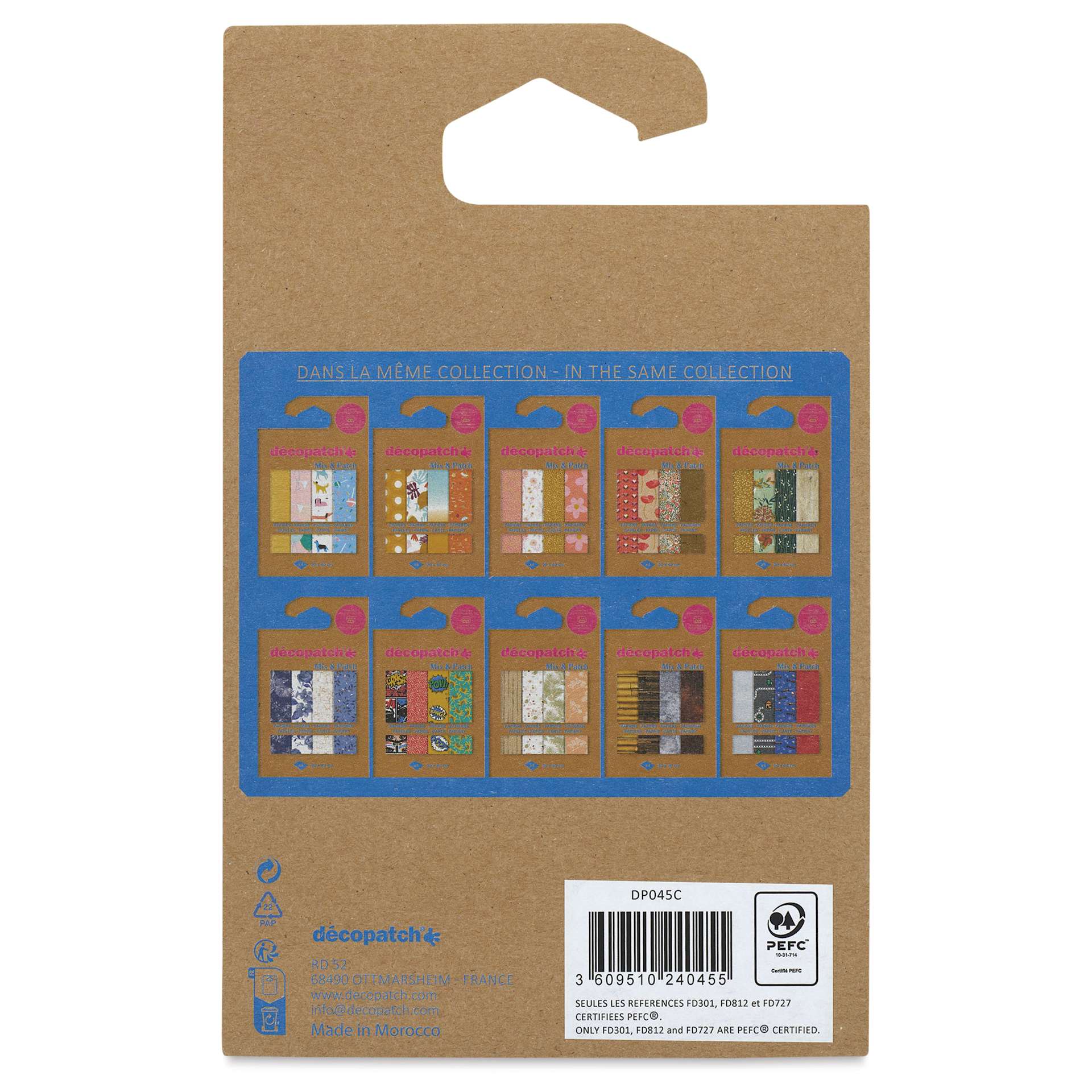 Decopatch Mix & Patch Paper Assortment - Set of 4, Enchanted Unicorns, 30 cm x 40 cm back of packaging