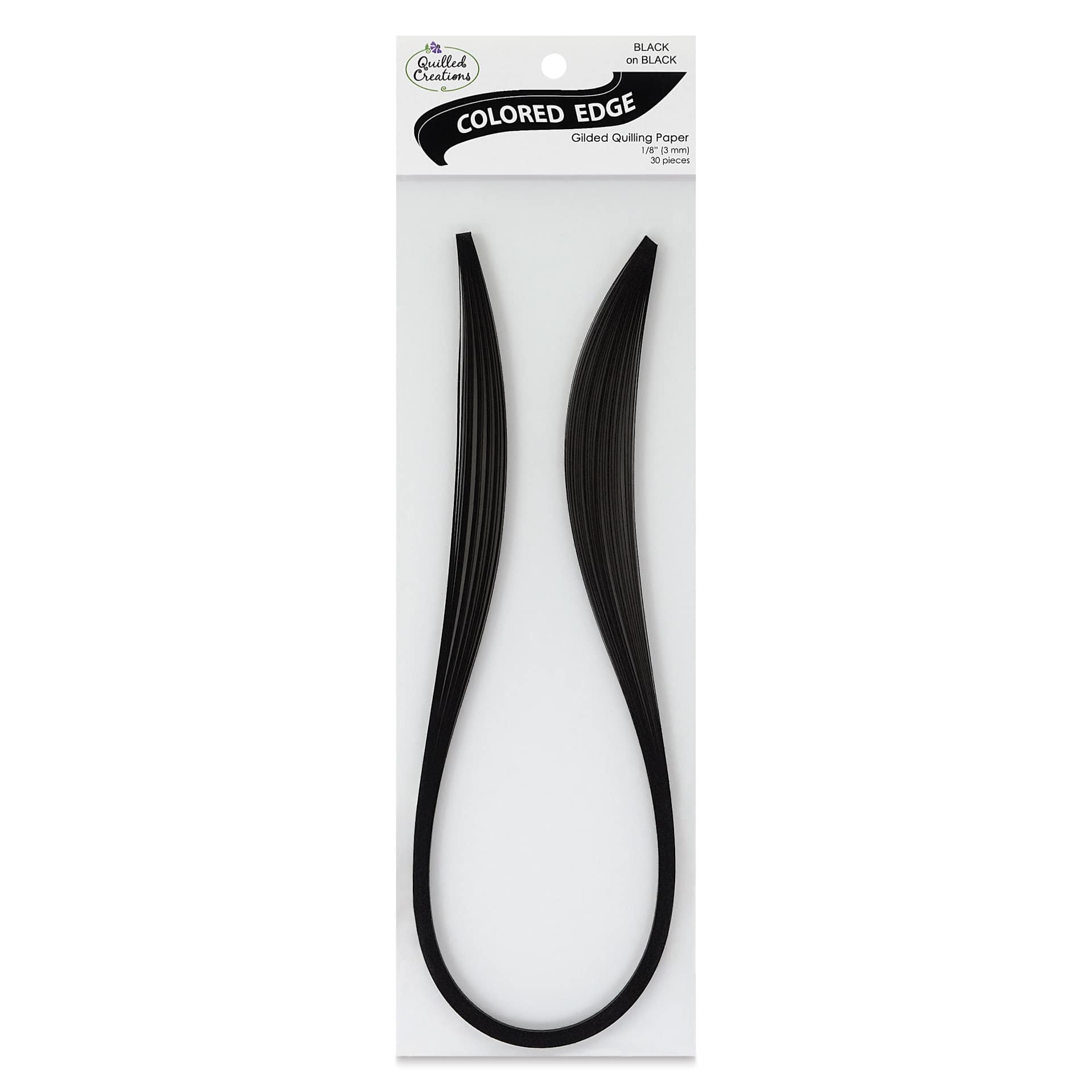 Quilled Creations Colored Edge Gilded Quilling Paper - Pkg of 30, Black, 1/8" front of packaging