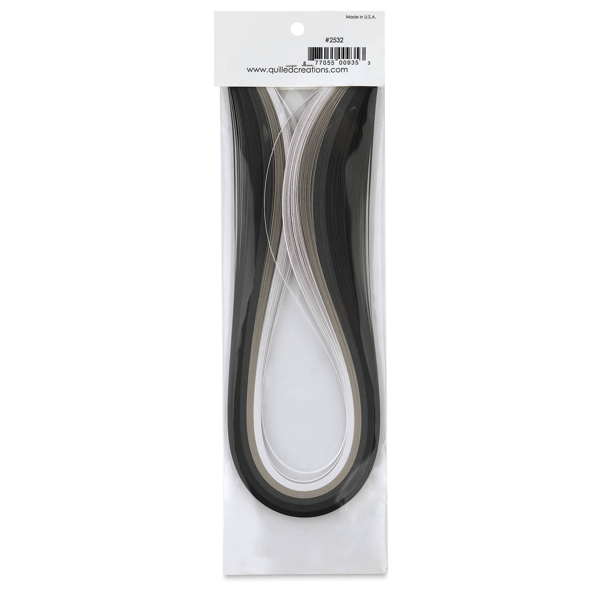 Quilled Creations Mixed Quilling Papers - Grey Shades, Pkg of 100, back of package