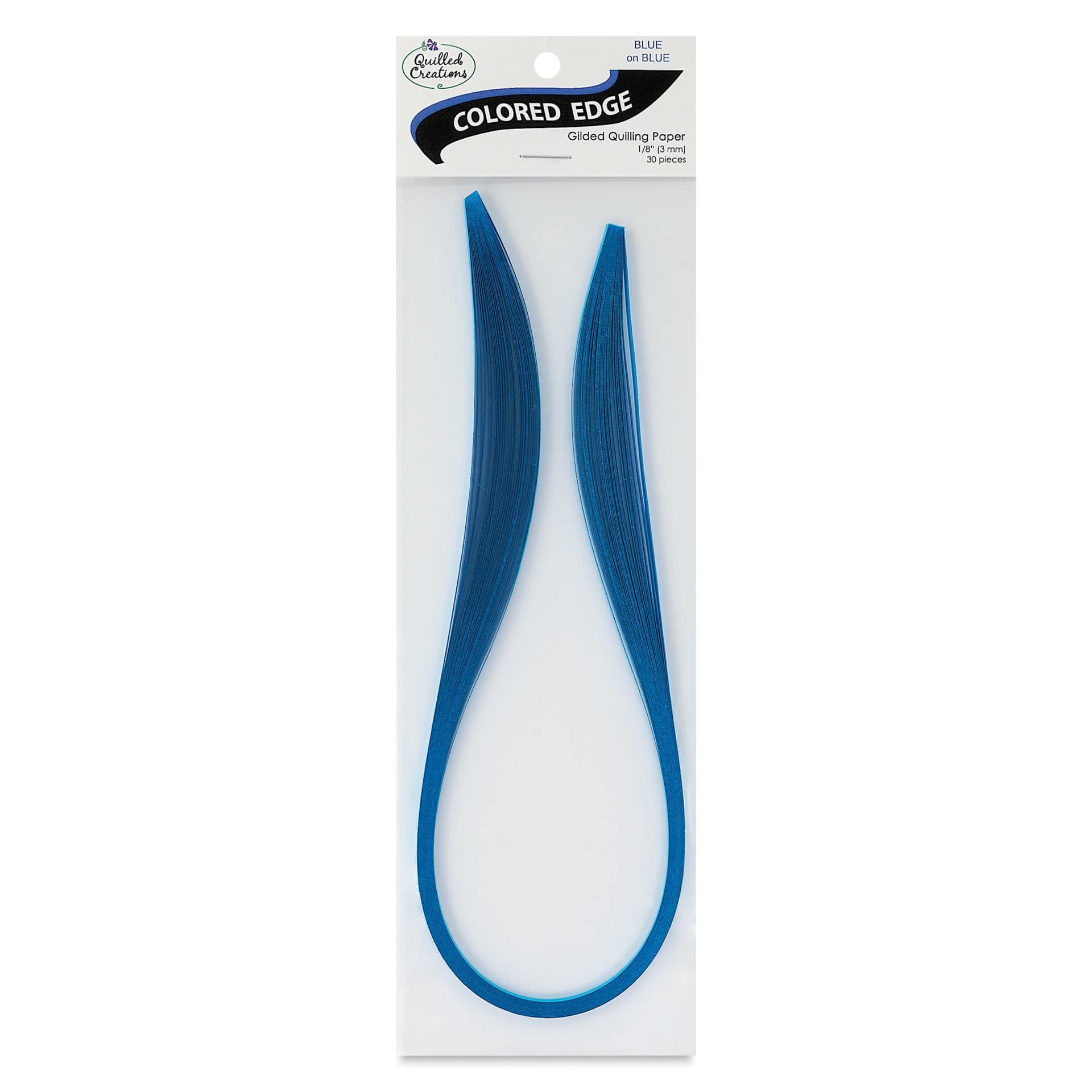 Quilled Creations Colored Edge Gilded Quilling Paper - Pkg of 30, Blue, 1/8" front of packaging
