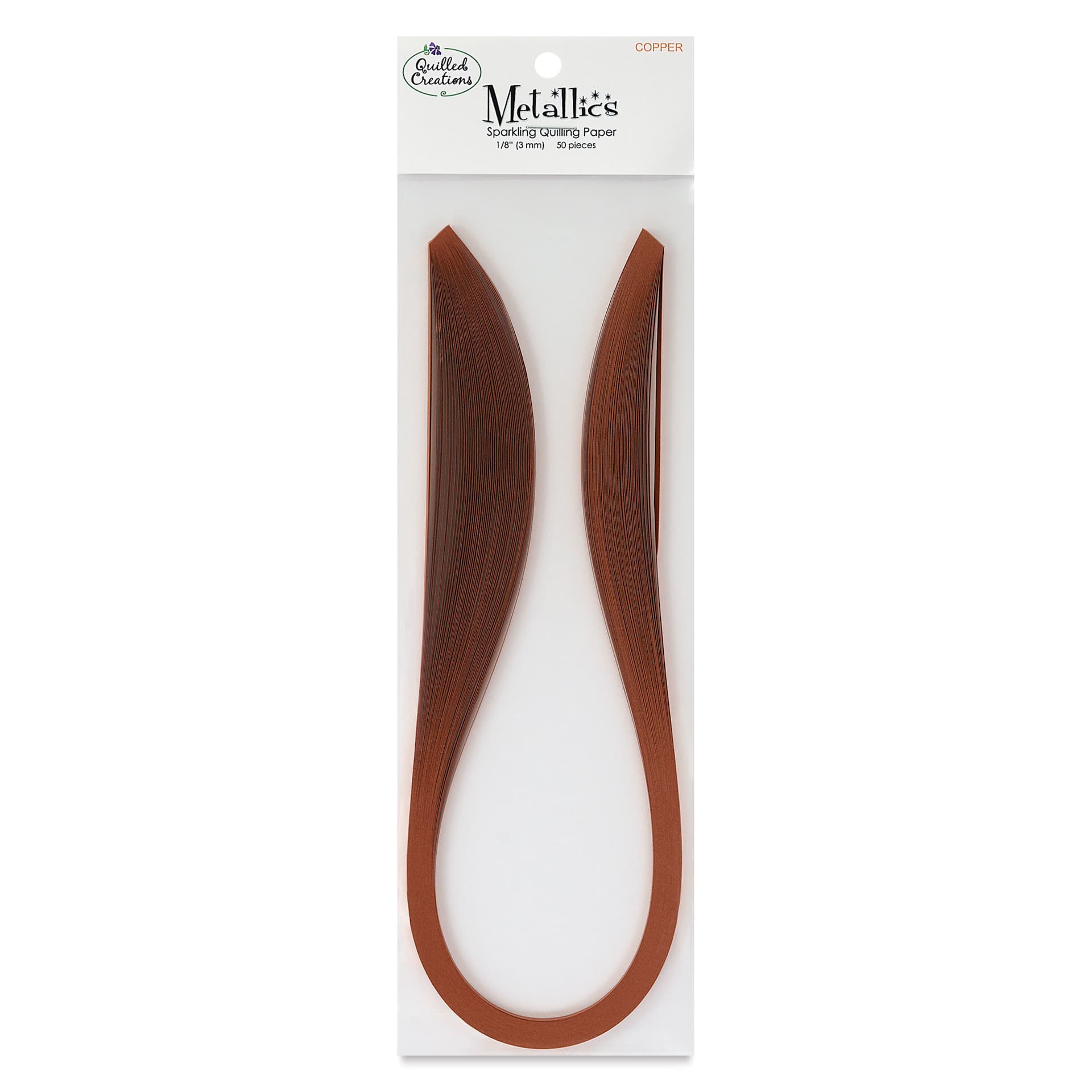 Quilled Creations Metallic Quilling Paper - Pkg of 50, Copper, 1/8" front of packaging
