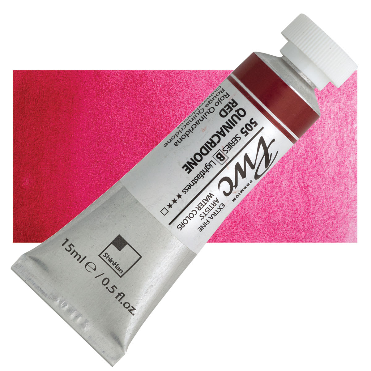 PWC Extra Fine Professional Watercolor - Quinacridone Red, 15 ml, Swatch with Tube and swatch