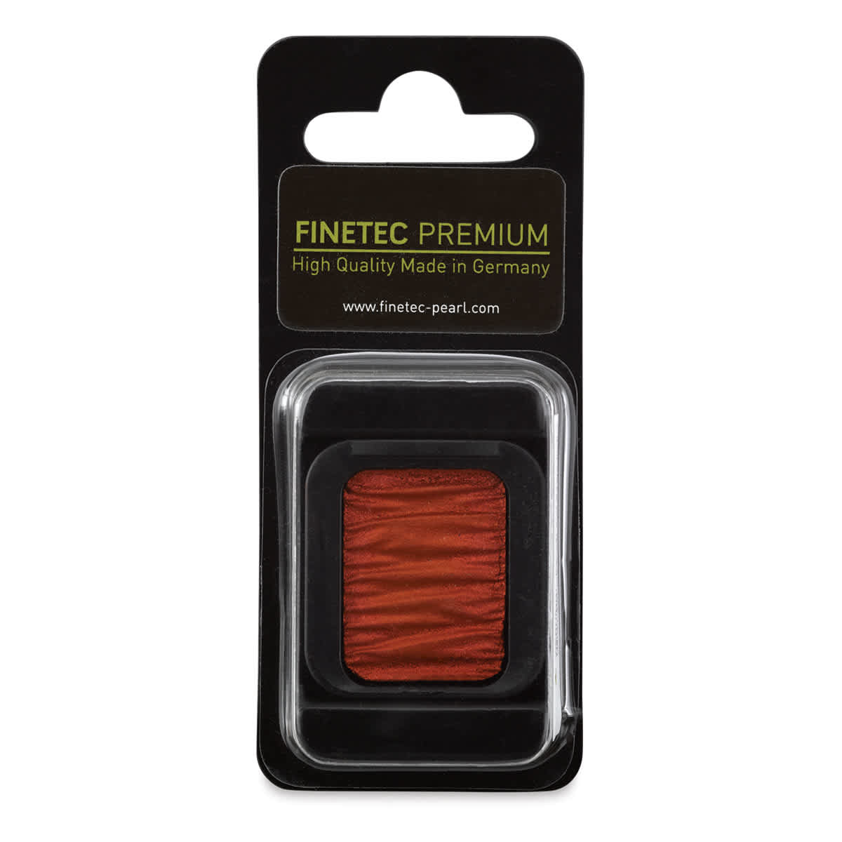 Finetec Premium Watercolor Pan - Brilliant Rust (Pearlescent), In packaging.