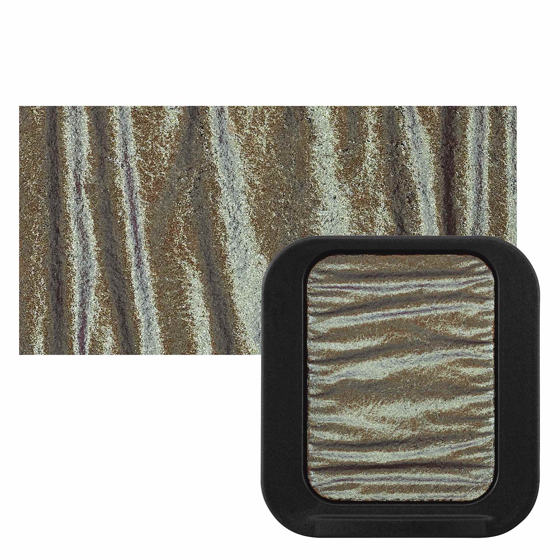 Finetec Premium Watercolor Pan - Golden Green/Pink (Flip-Flop) pan and swatch