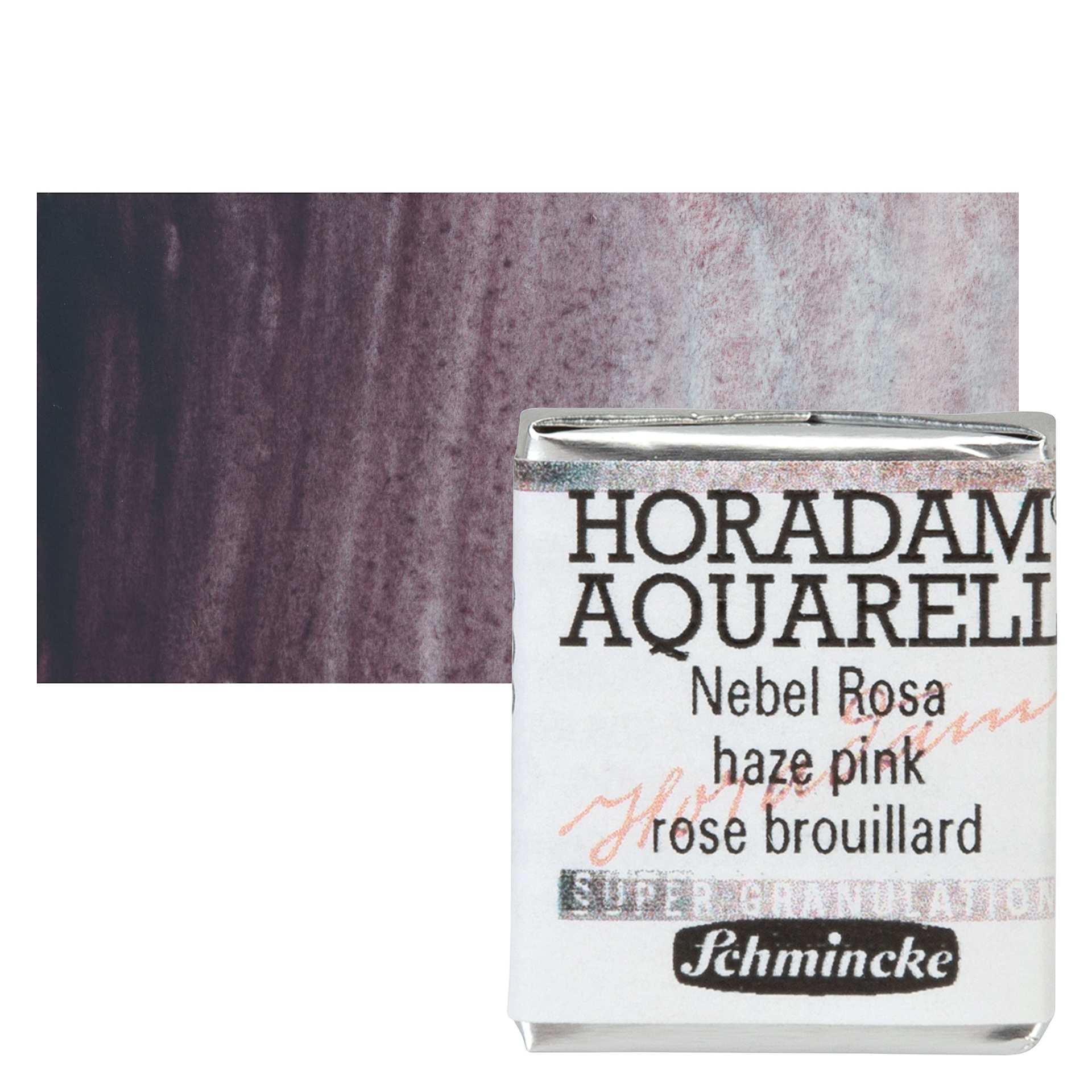 Schmincke Horadam Aquarell Watercolor - Haze Pink, Half Pan and swatch