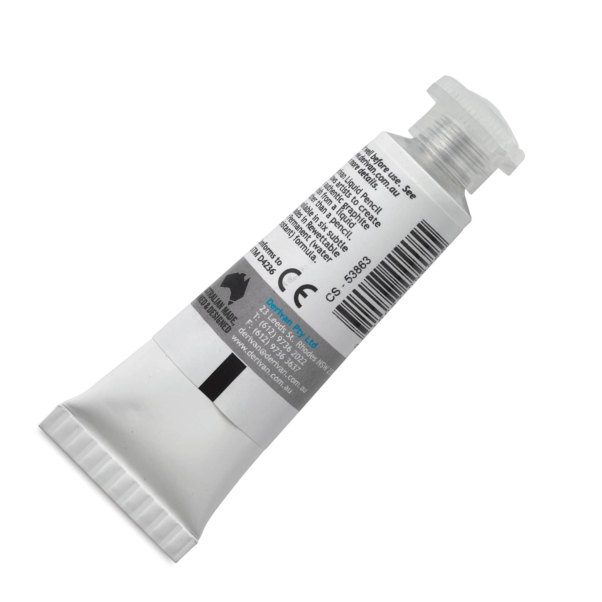 Derivan Permanent Liquid Pencil Tube - Red, 12 ml, back of tube