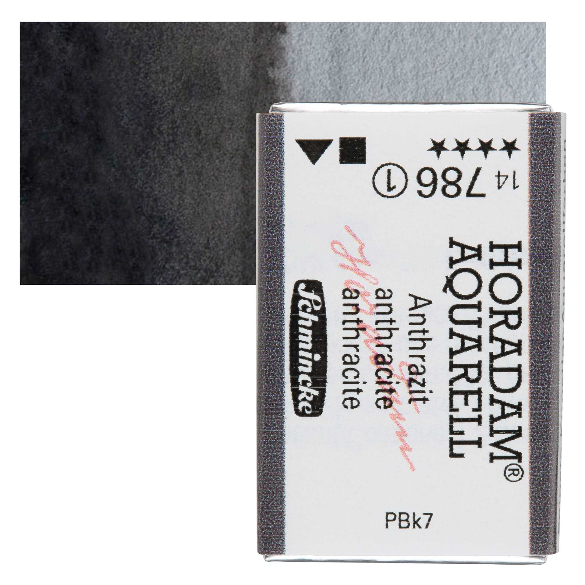 Schmincke Horadam Aquarell Artist Watercolor - Anthracite, Full Pan and swatch