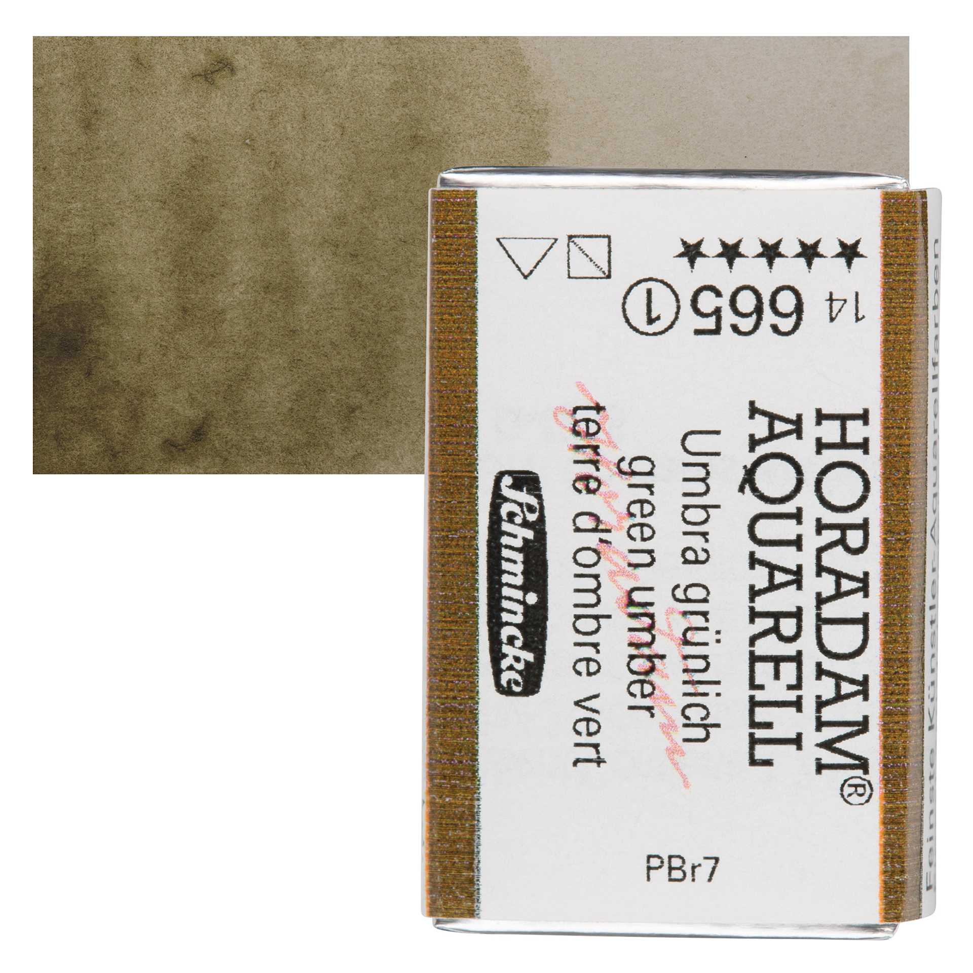 Schmincke Horadam Aquarell Watercolor - Green Umber, Full Pan and swatch