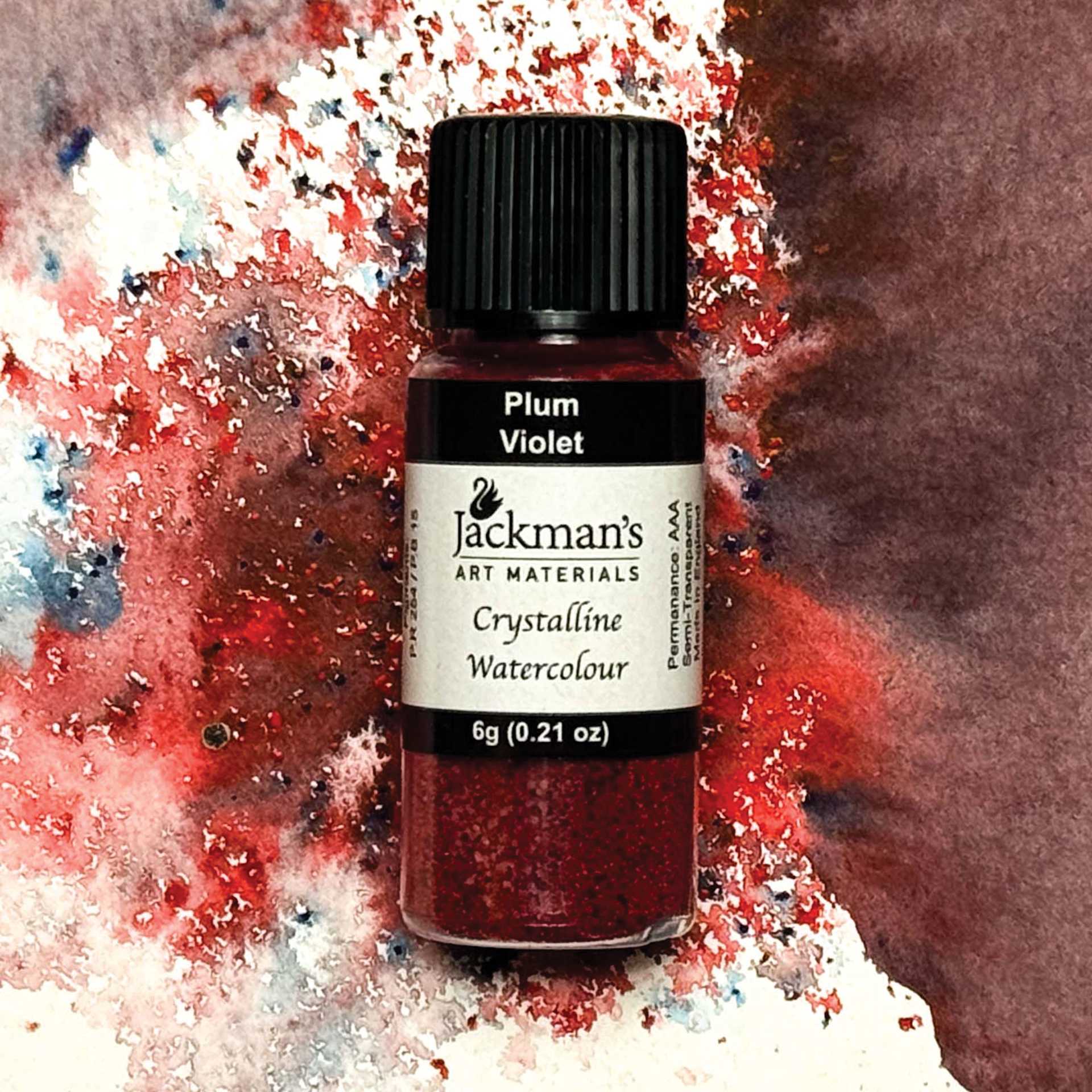 Jackman's Crystalline Powder Watercolor - Plum Violet, 6 g bottle and swatch