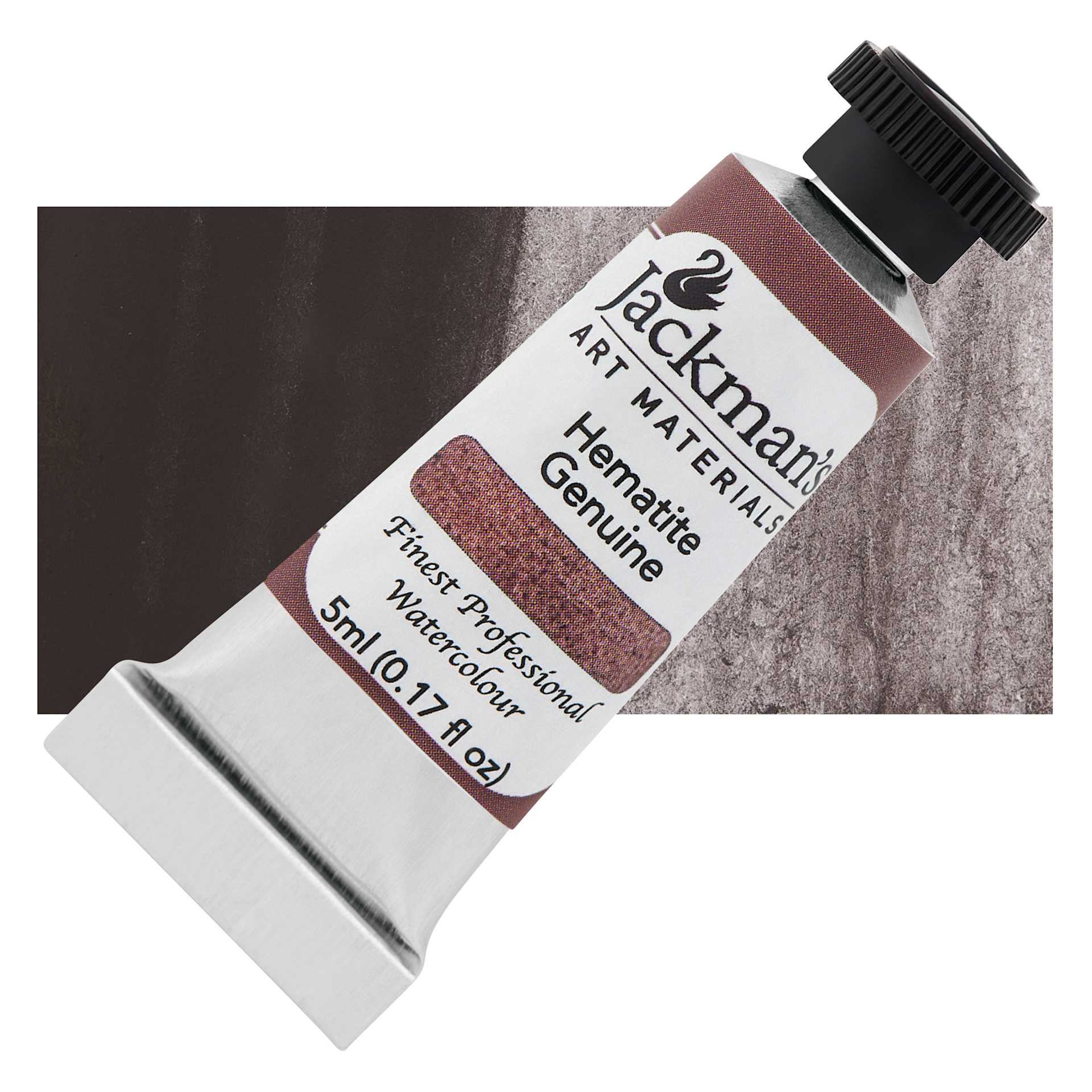 Jackman's Finest Professional Watercolour - Hematite Genuine, 5 ml Tube and Swatch