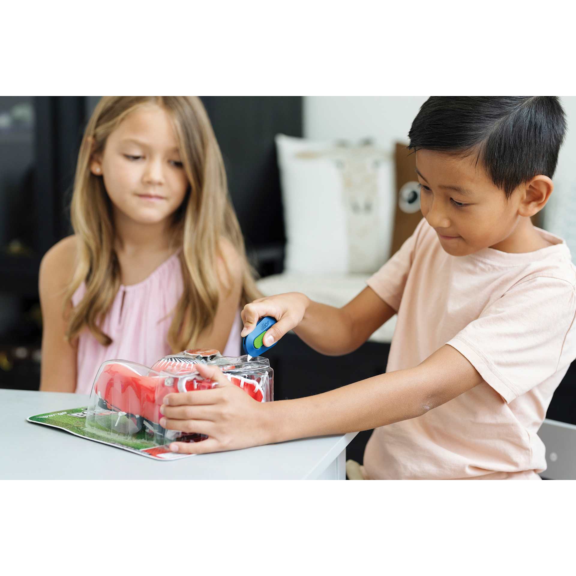 Slice Manual Mini Cutter - Blue - in use by children