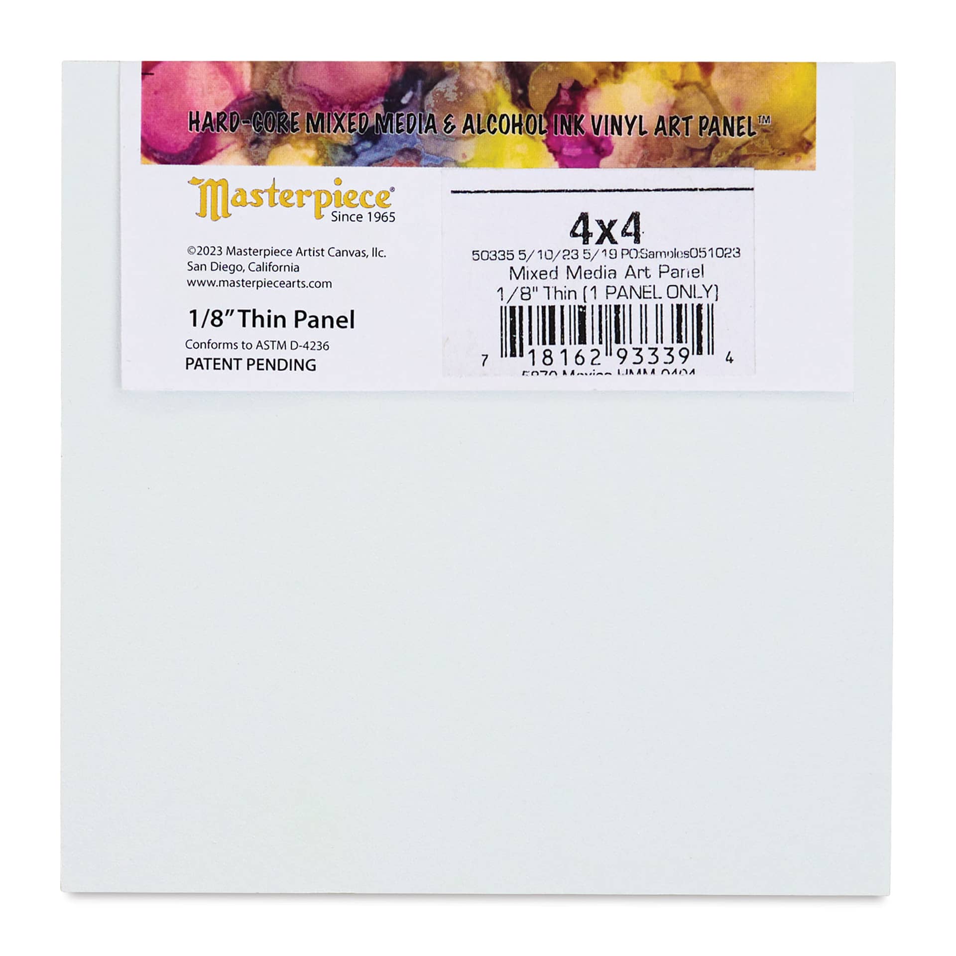 Masterpiece Mixed Media and Alcohol Ink Art Panel - 4" x 4" back