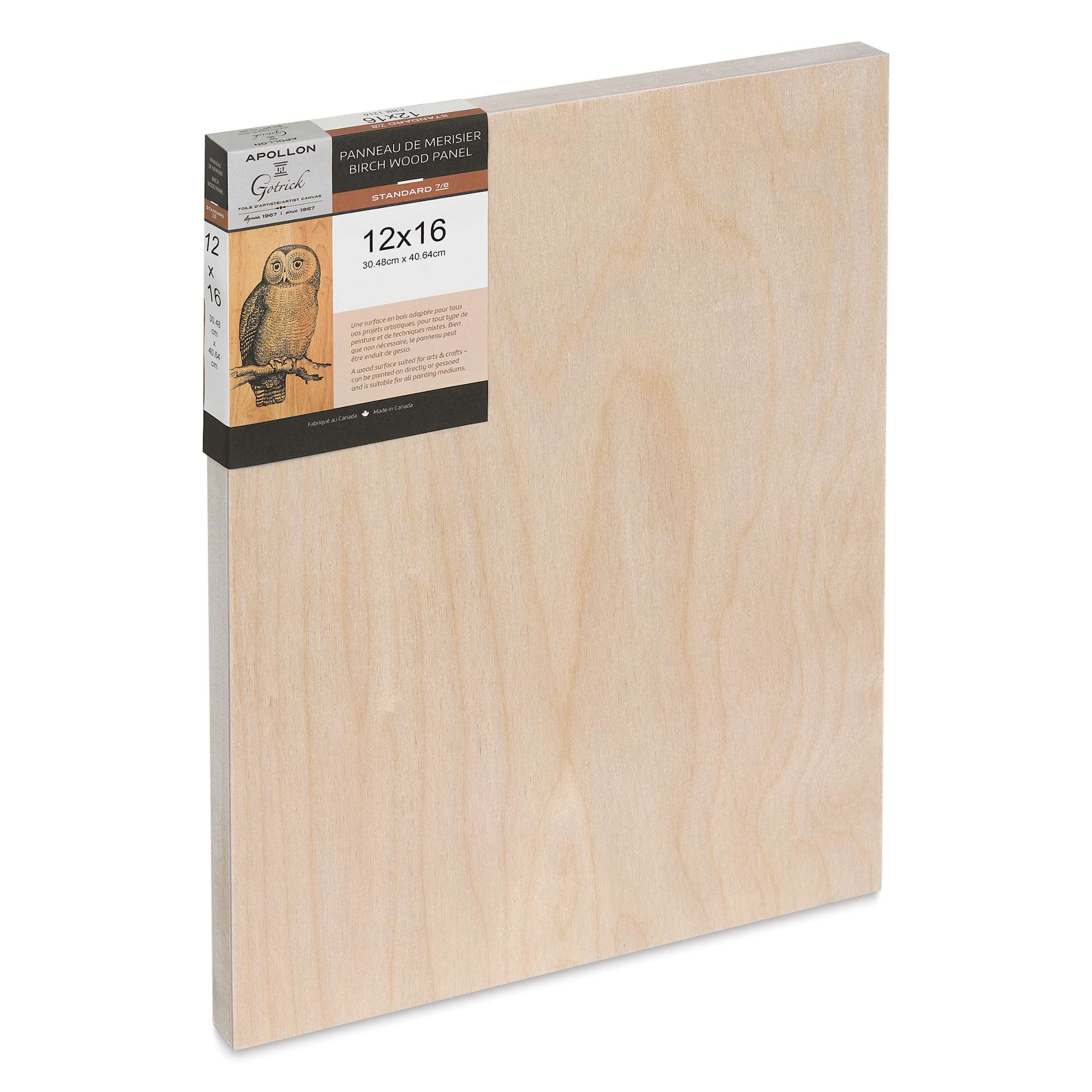 Apollon Gotrick Cradled Wood Panel - 12" x 16", 1" Profile