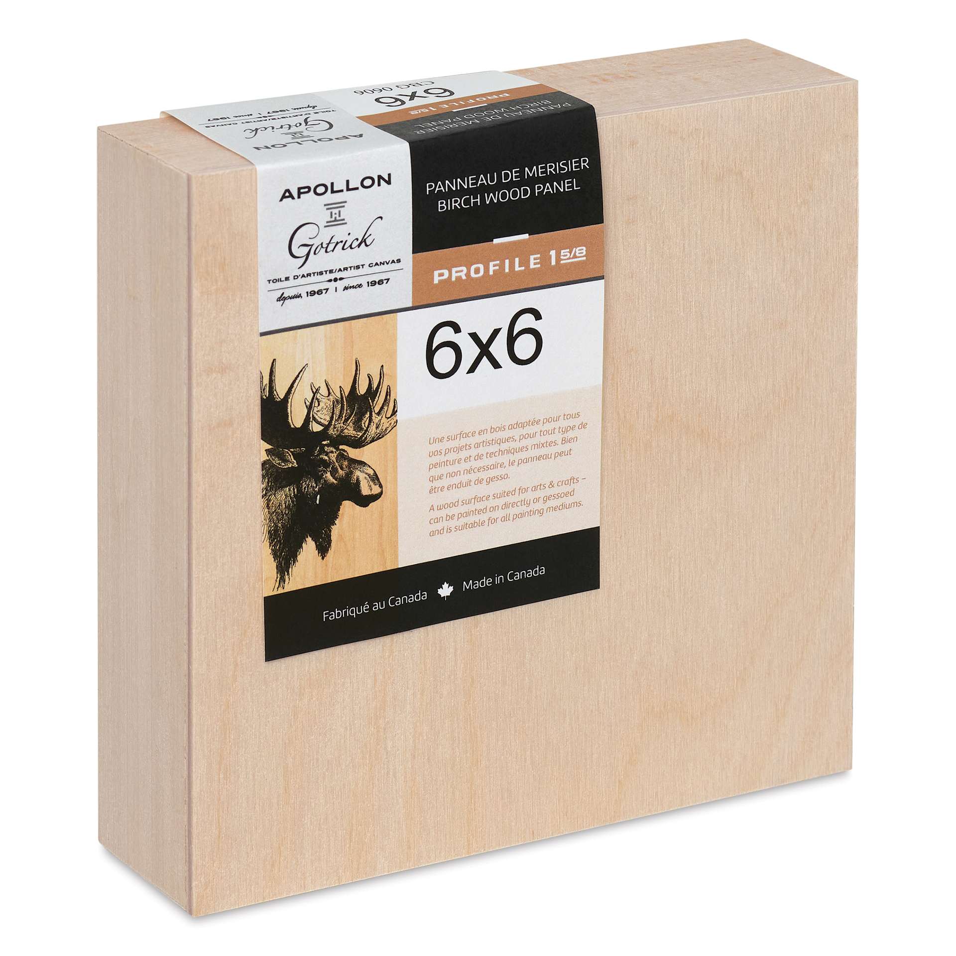 Apollon Gotrick Cradled Wood Panel - 6" x 6", 1-5/8" Profile