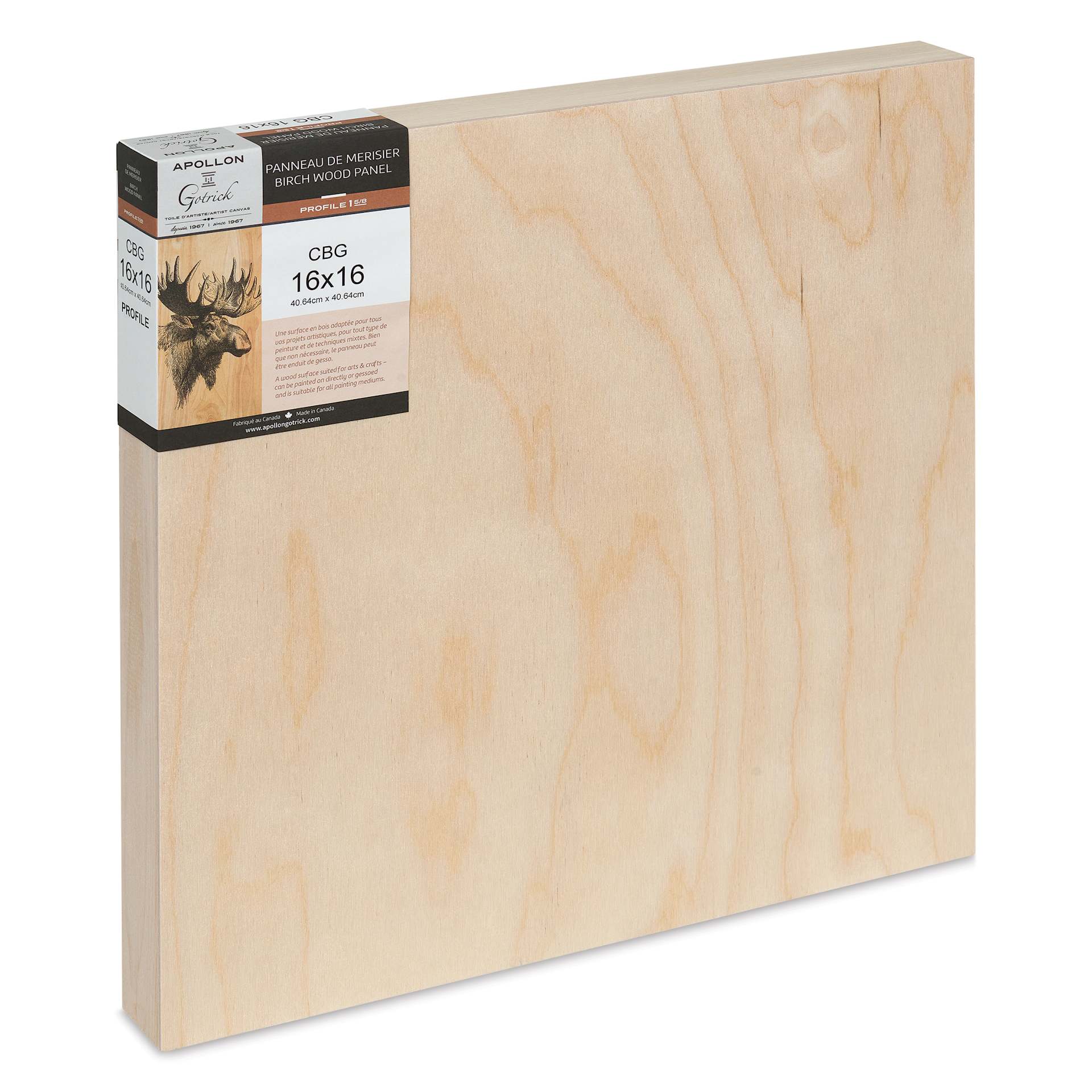 Apollon Gotrick Cradled Wood Panel - 16" x 16", 1-5/8" Profile