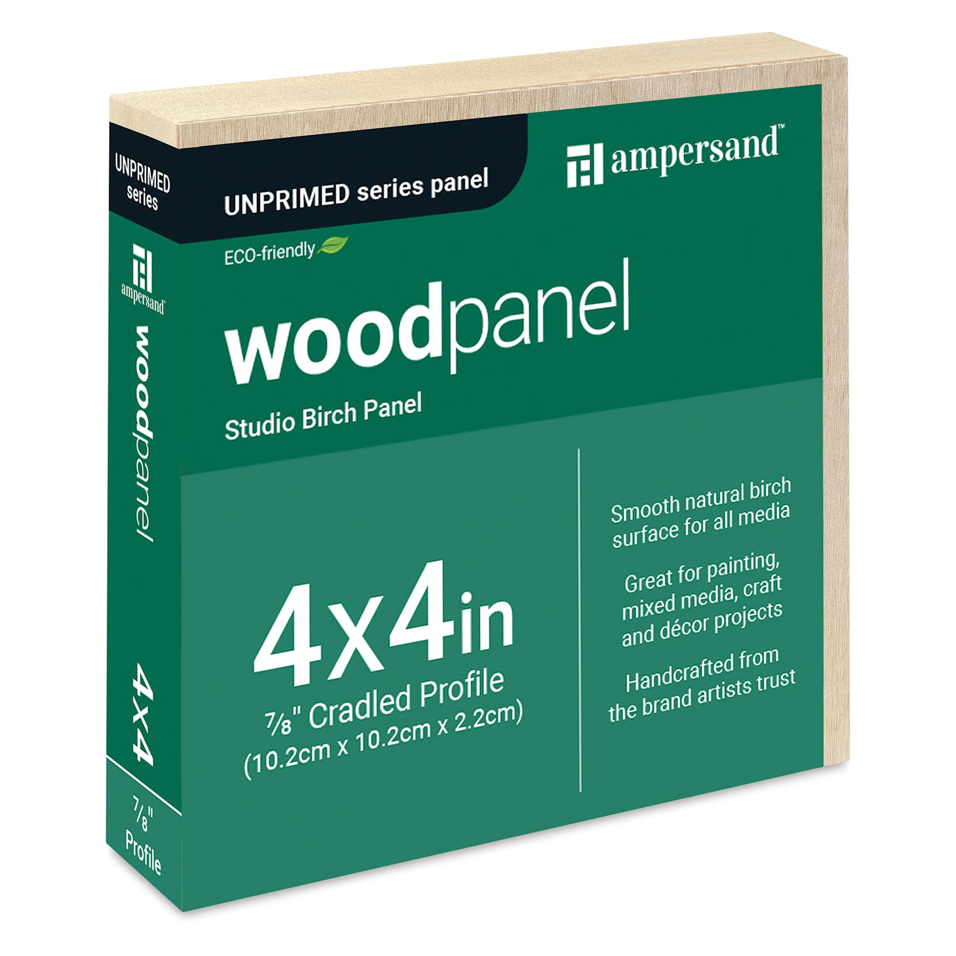 Ampersand Woodpanel - 4" x 4", 7/8 Cradle