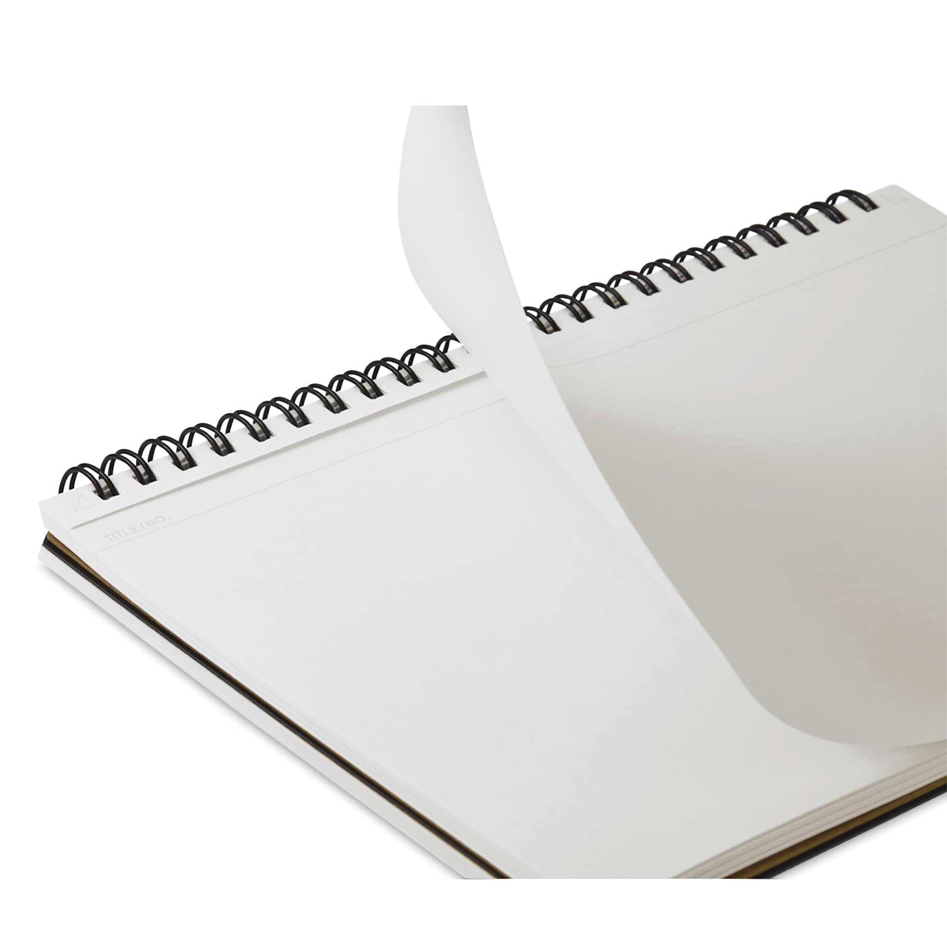 Maruman Mnemosyne Notebook - Black, A5, Blank, sheet being removed from notebook