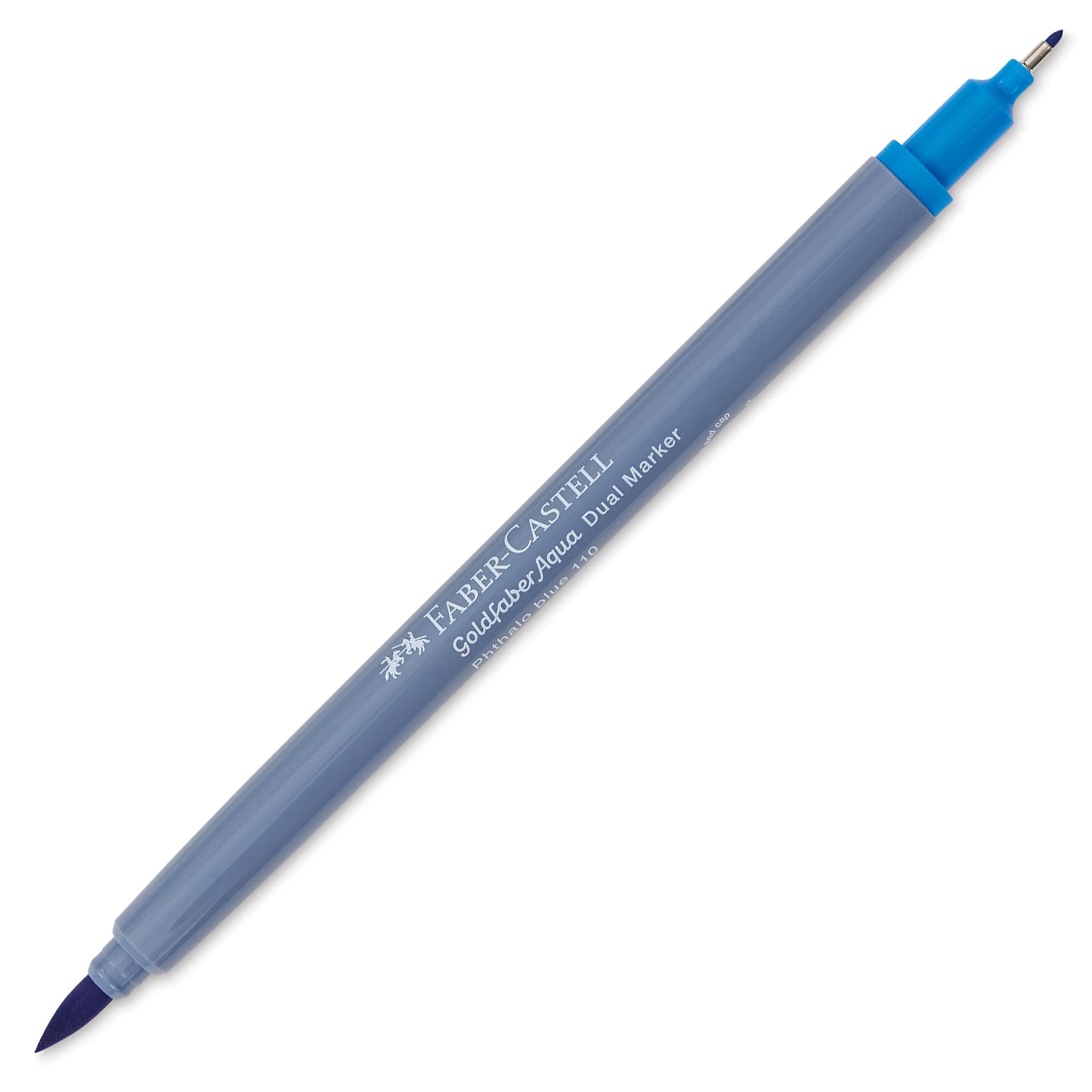 Faber-Castell Goldfaber Aqua Dual Marker - 110 Phthalo Blue (marker with caps removed)