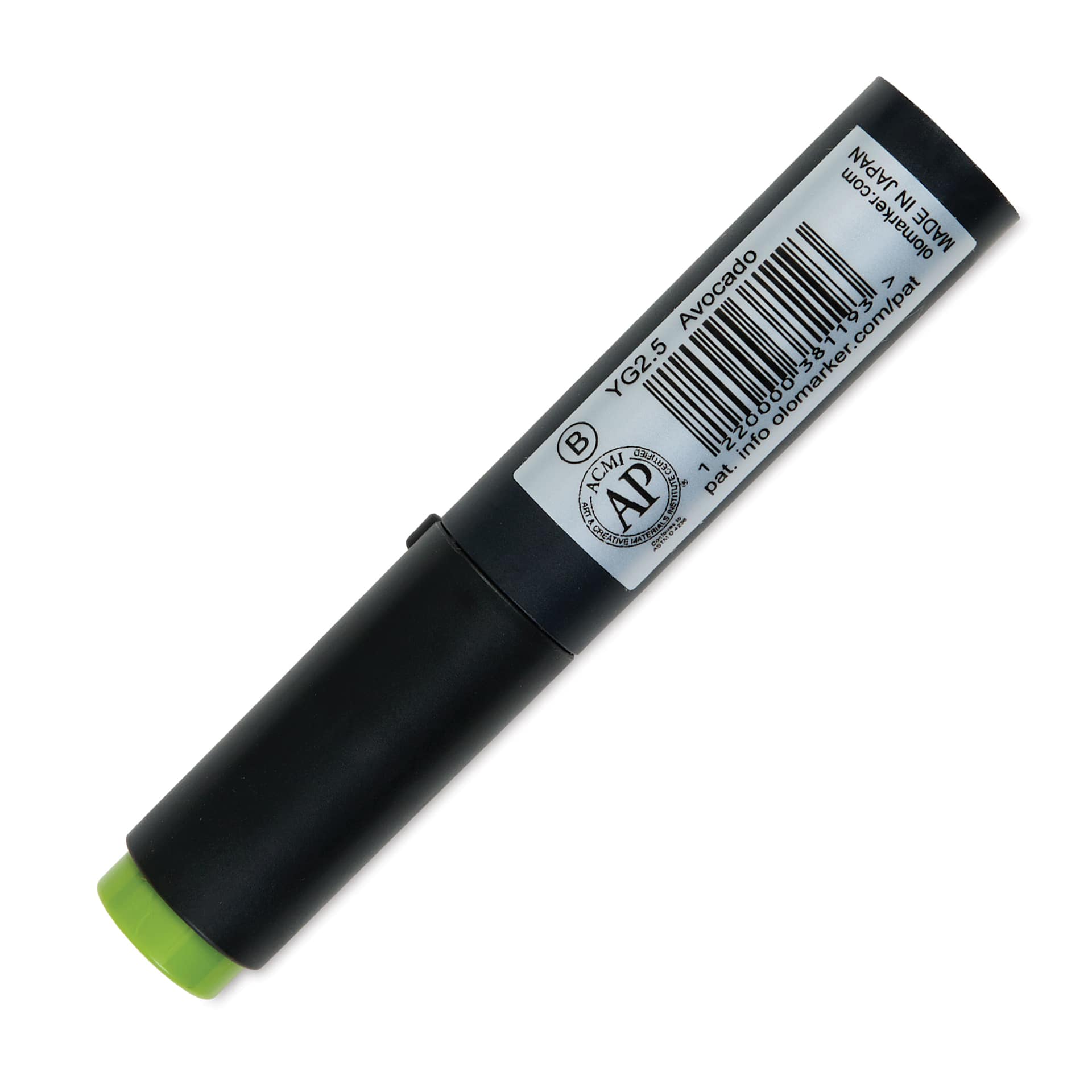 Olo Brush-Tip Half Marker - YG2.5 Avocado back of marker