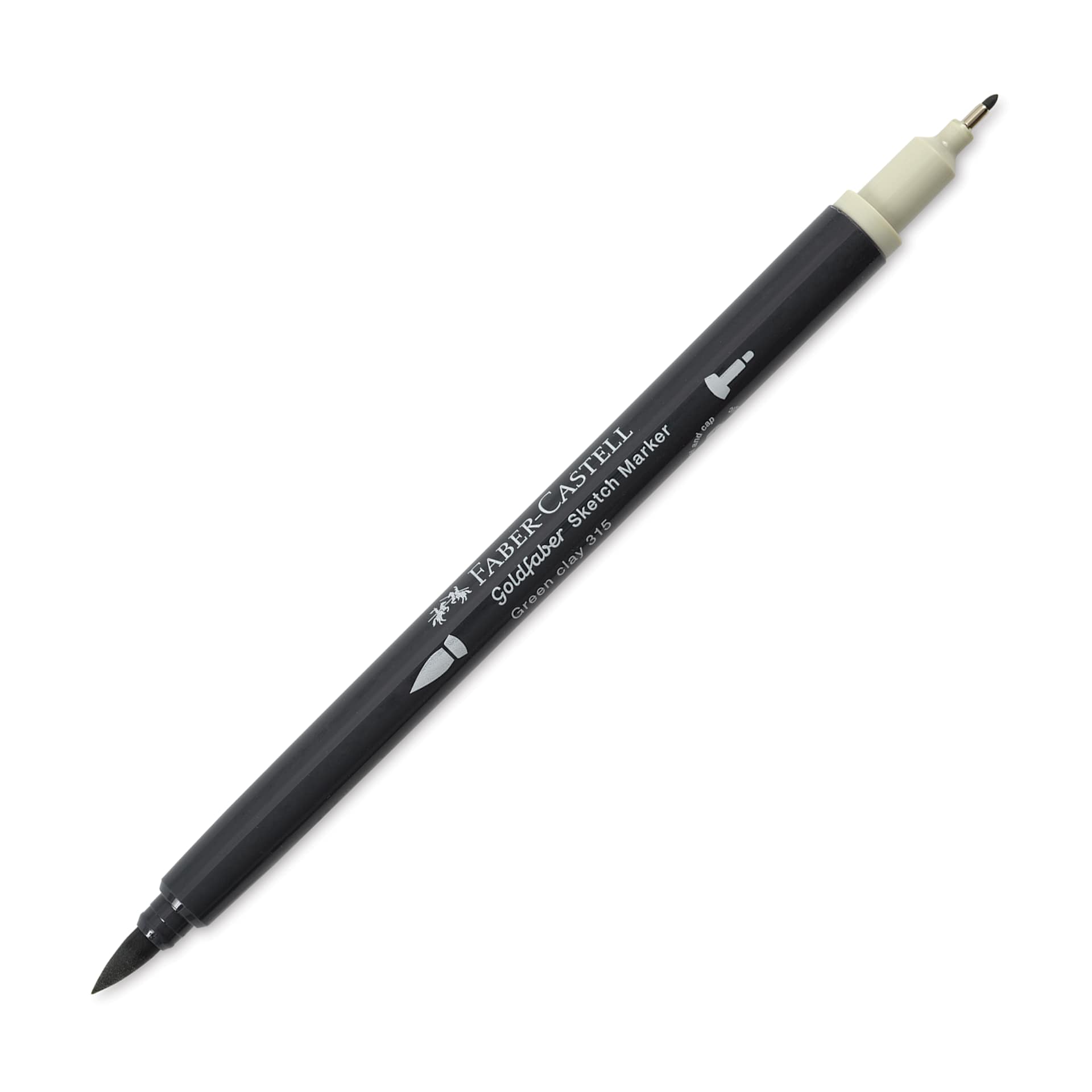 Faber-Castell Goldfaber Sketch Dual-Tip Marker - 315 Green Clay, caps off