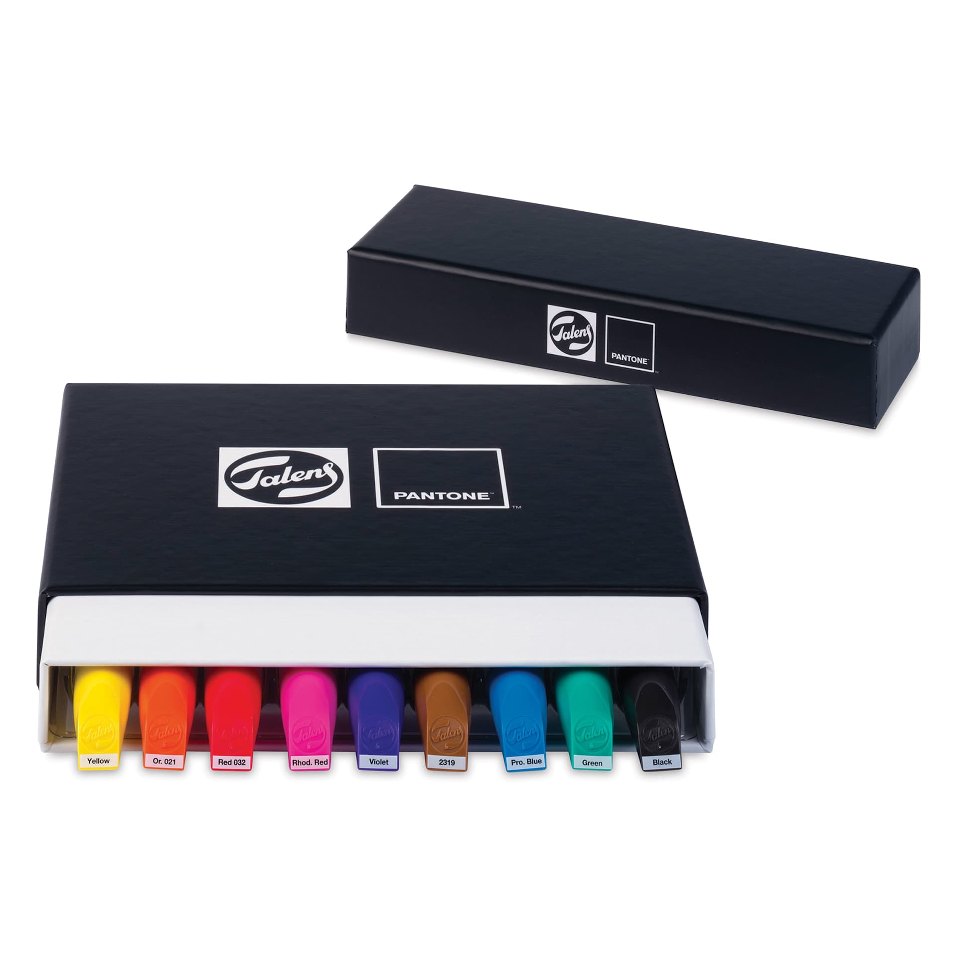 Pantone Dual Tip Markers - Primary, Set of 9, markers inside of the packaging