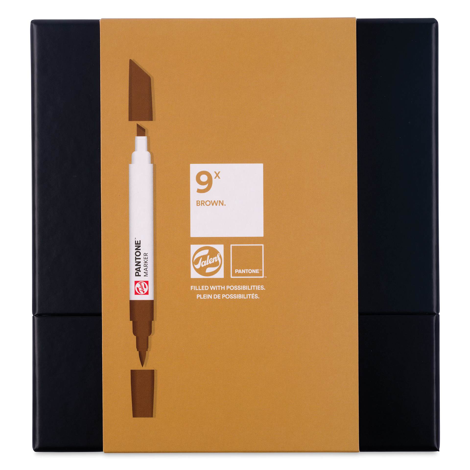 Pantone Dual Tip Markers - Brown, Set of 9, front of the packaging