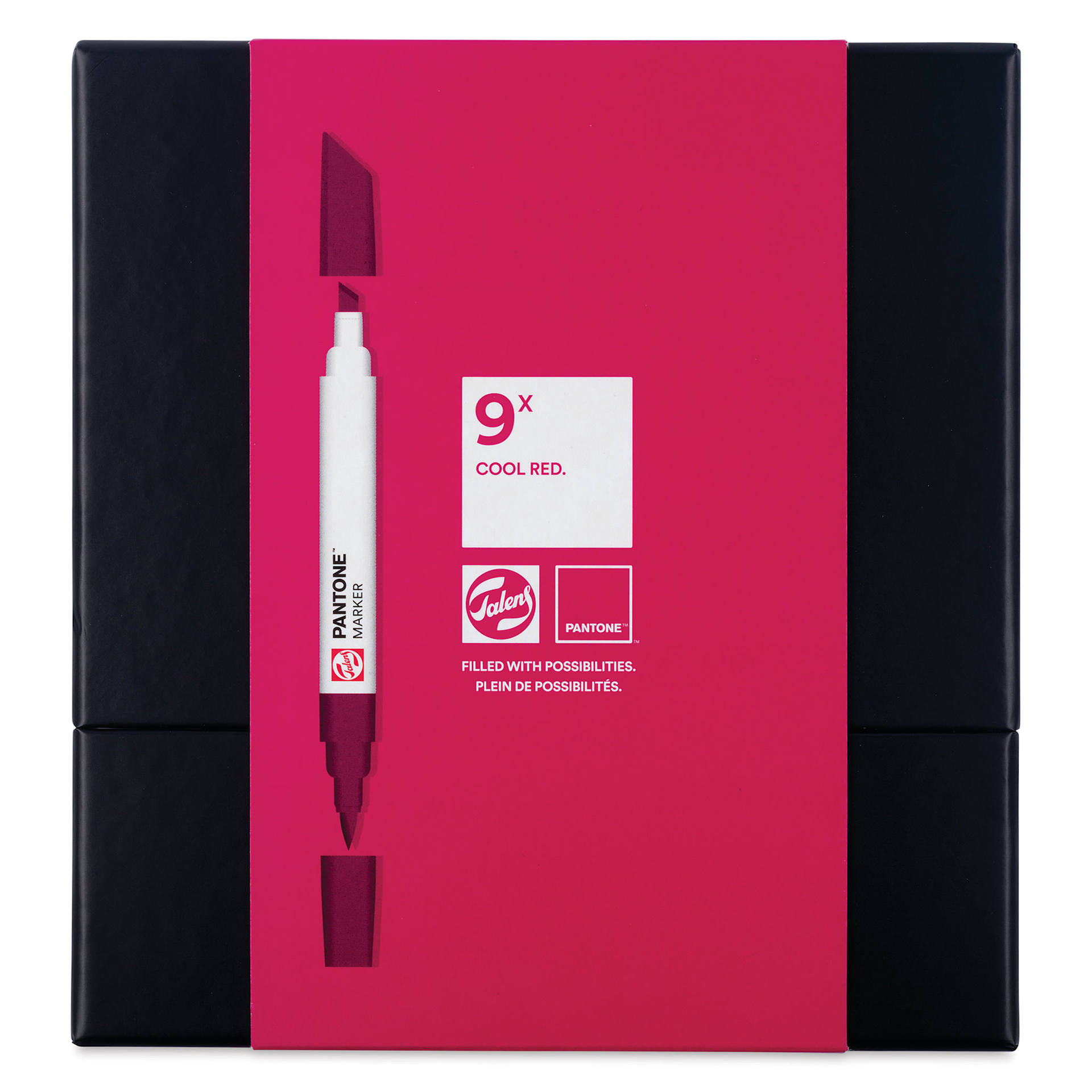 Pantone Dual Tip Markers - Cool Red, Set of 9, front of the packaging