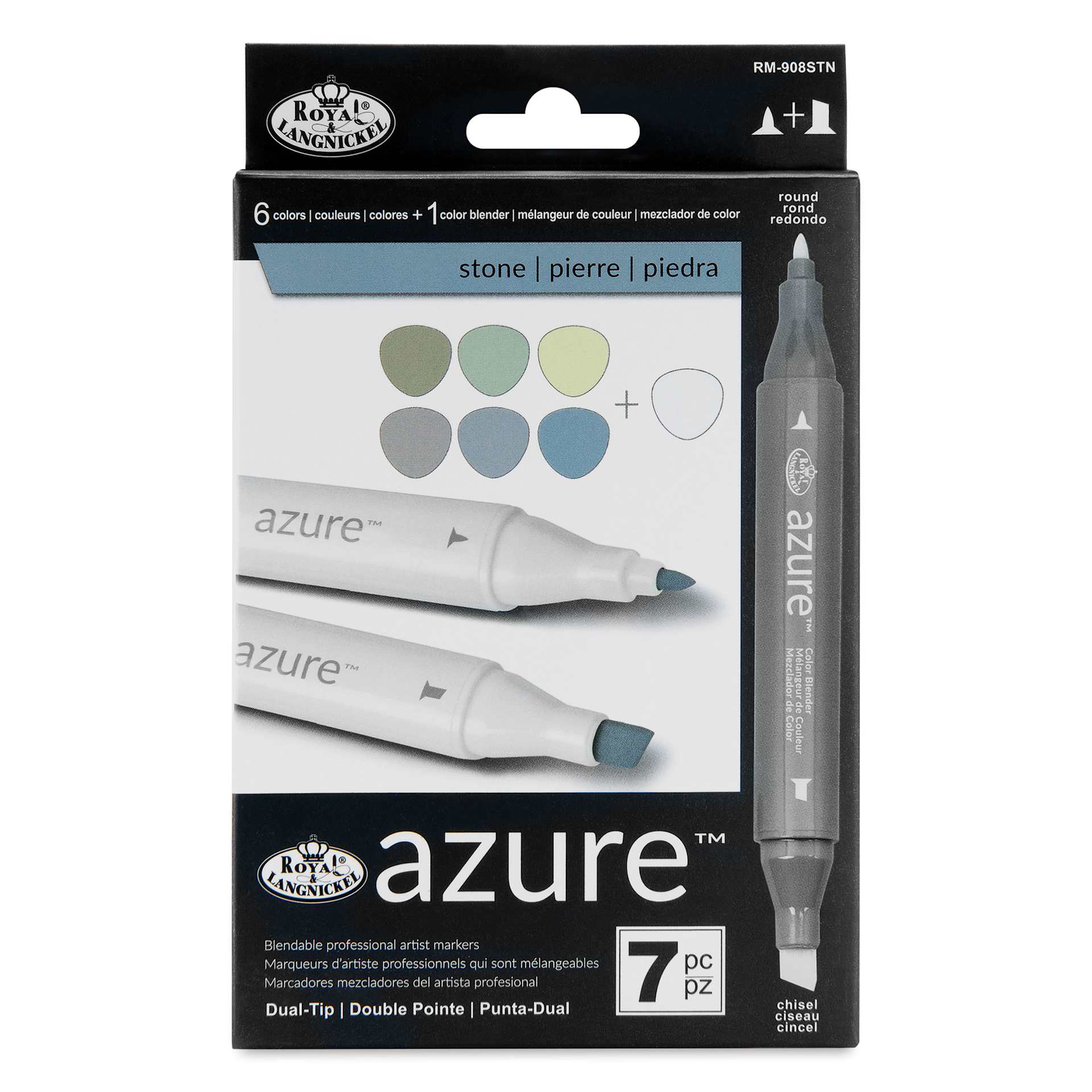 Royal & Langnickel Azure Dual Tip Markers - Set of 7, Stone Colors
