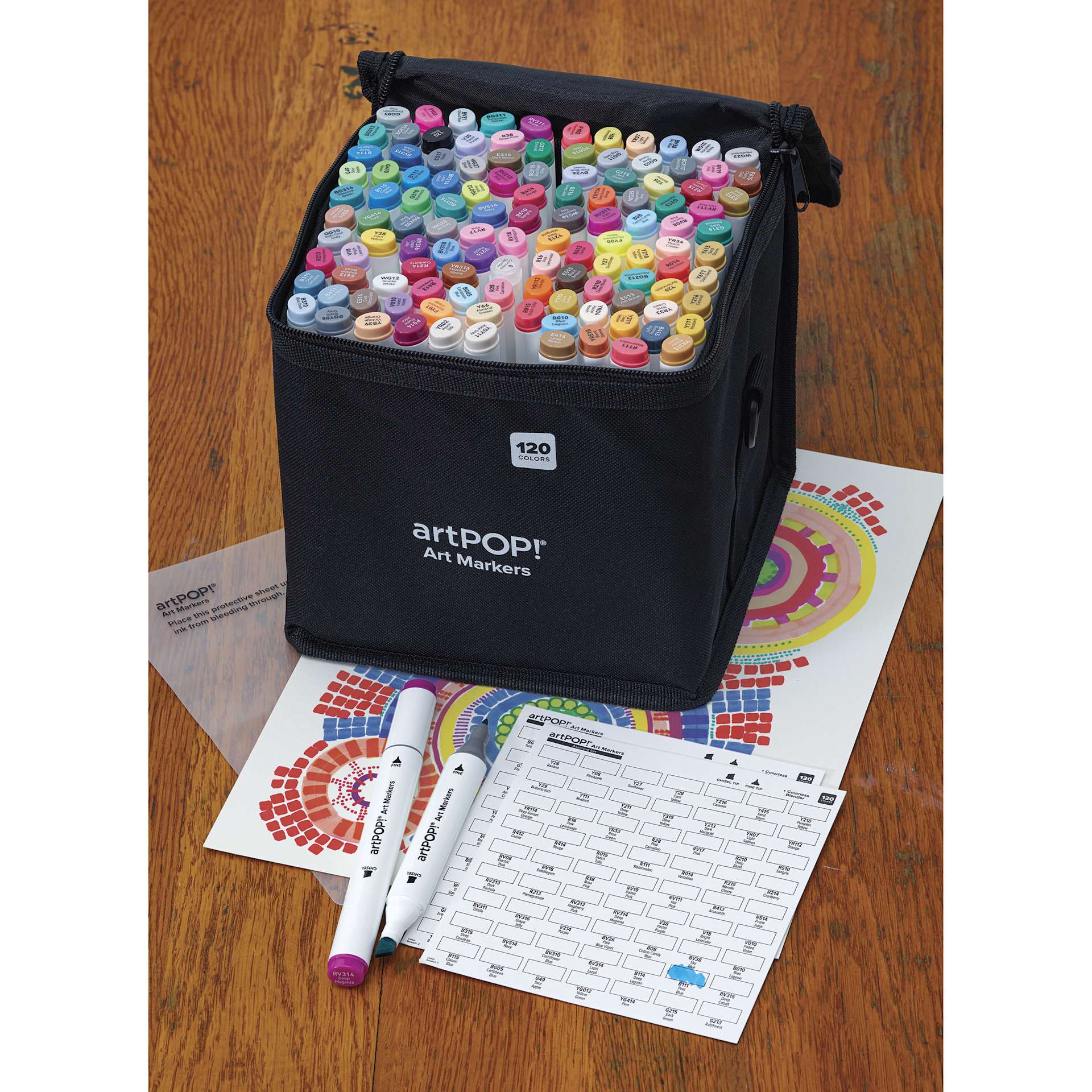 artPOP! Chisel and Fine Dual Tip Alcohol Art Marker Set - Set of 121, Assorted, contents