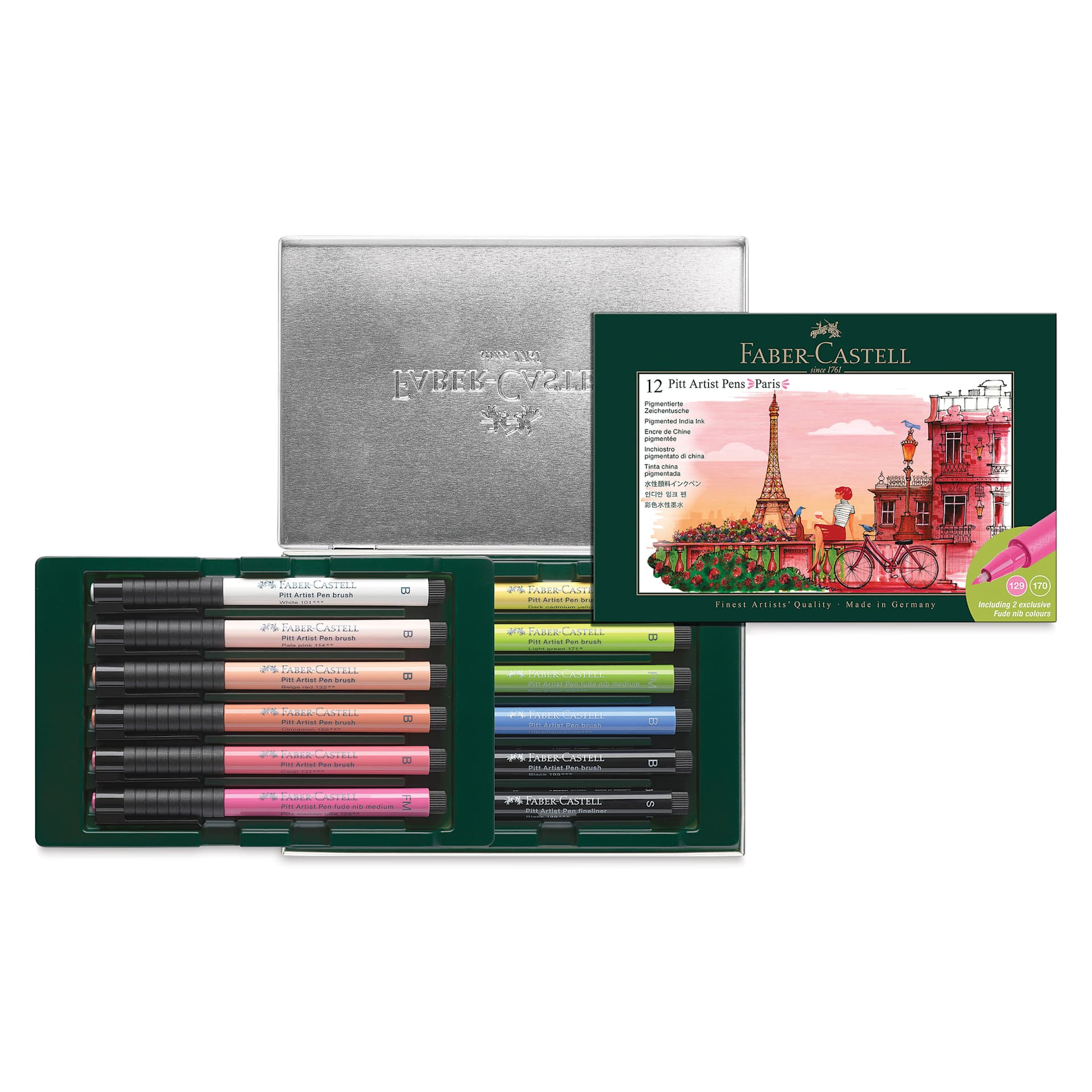 Faber-Castell Pitt Artist City Collection Brush Pens - Set of 12, Paris, contents