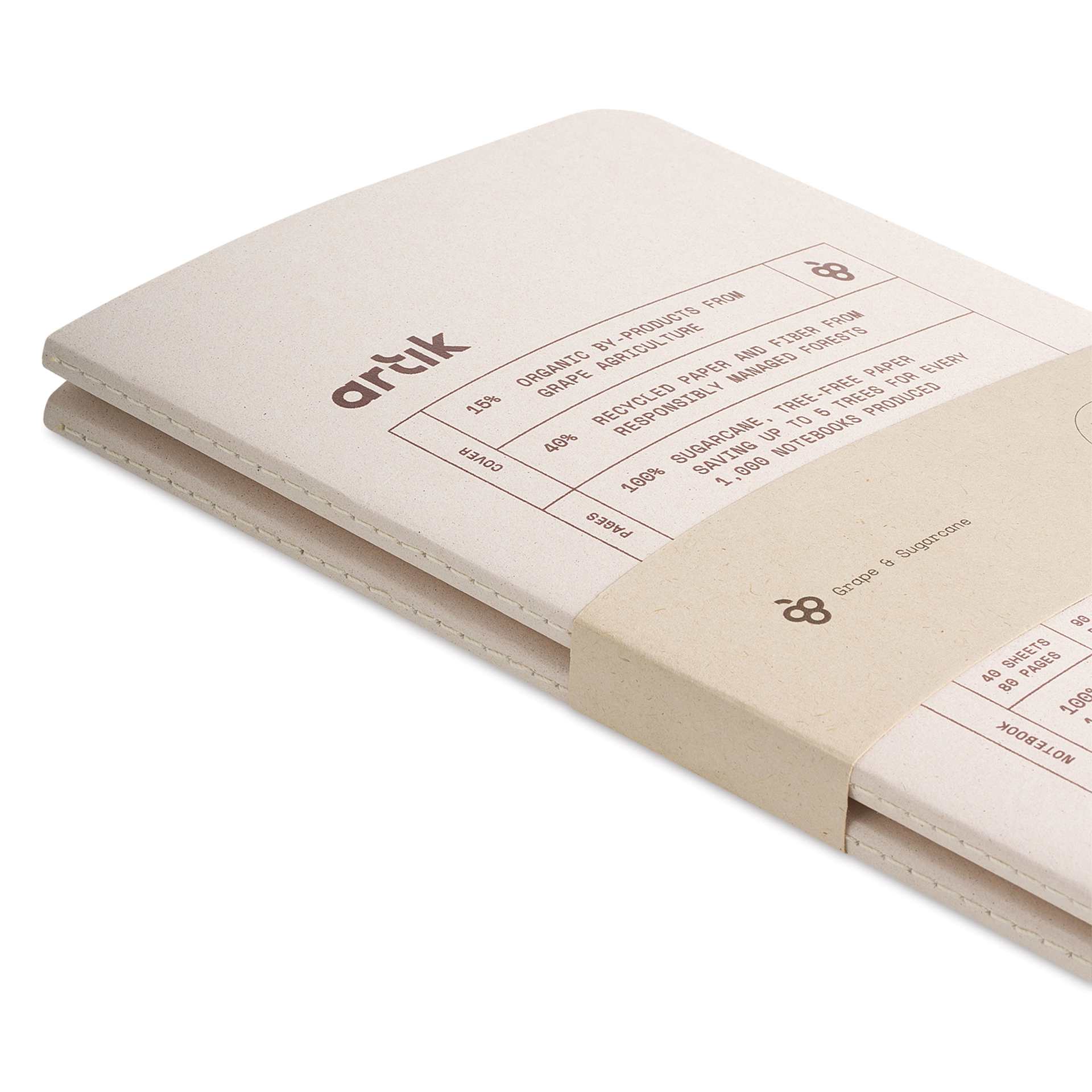 Artik Singer Sewn Notebook - Grape, 5" x 8-1/4", Ruled, Pkg of 2