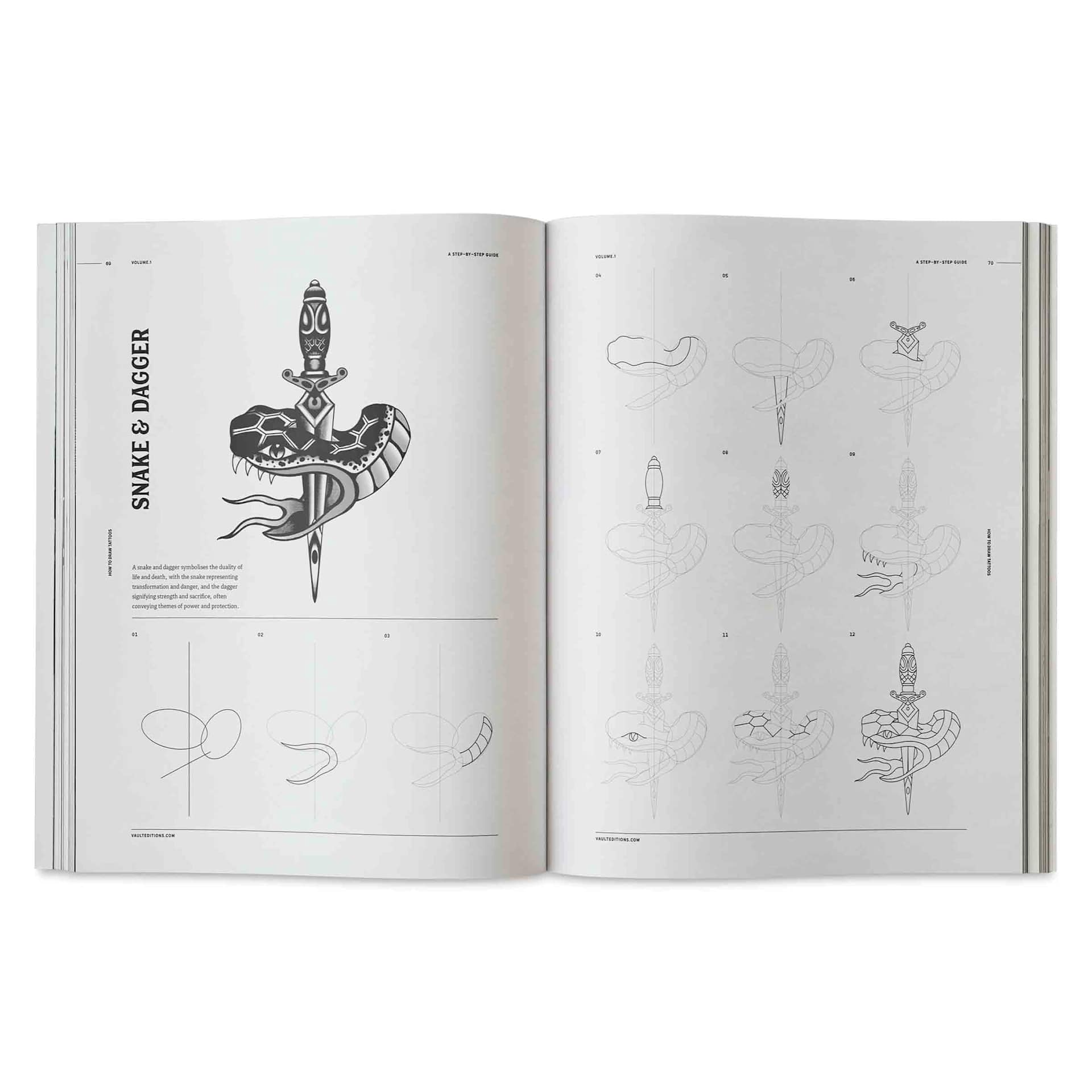 Vault Editions How to Draw Tattoo Flash, Snake & Dagger