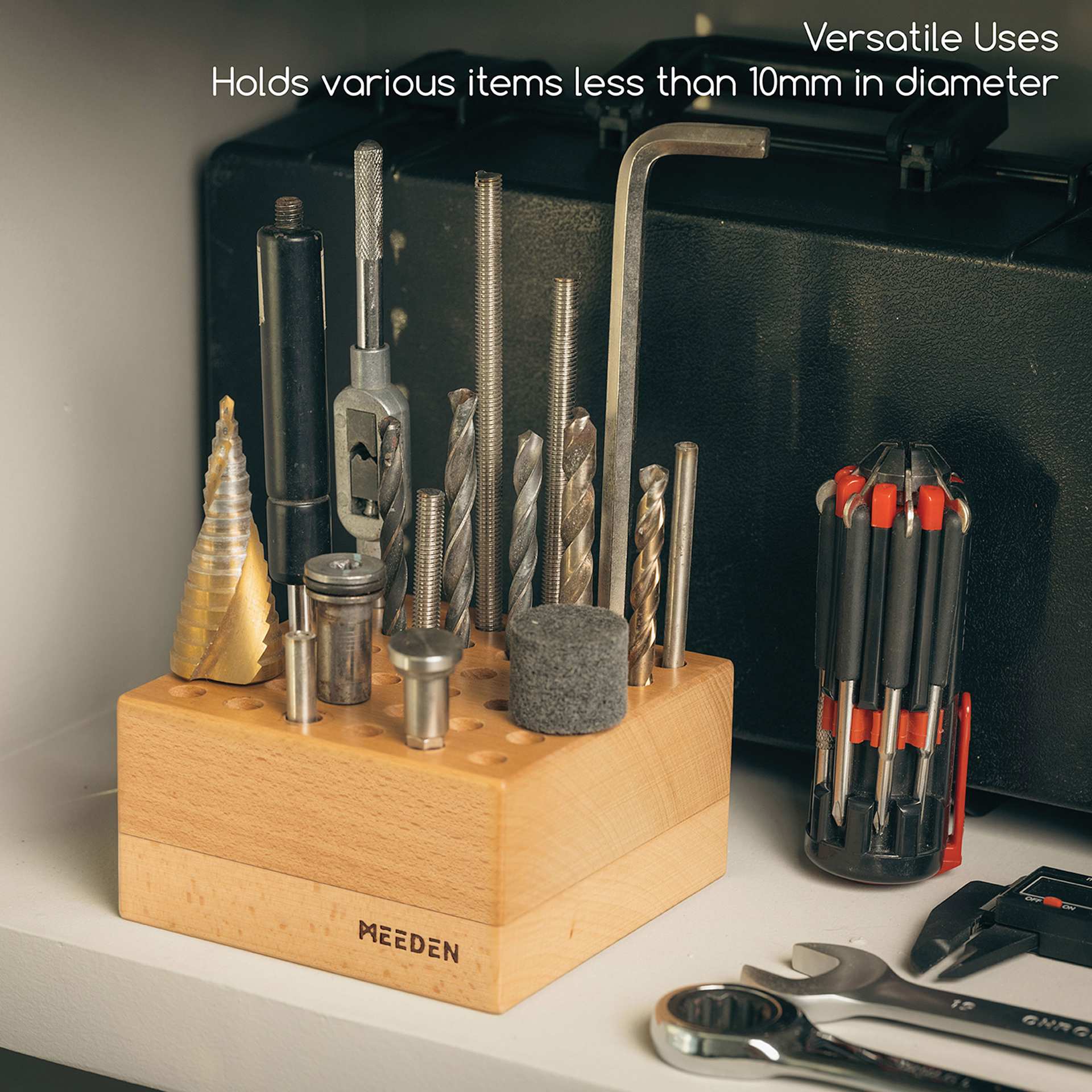Meeden Beechwood Pencil and Brush Holder. Versatile Uses. Holds various items less than 10mm in diameter.