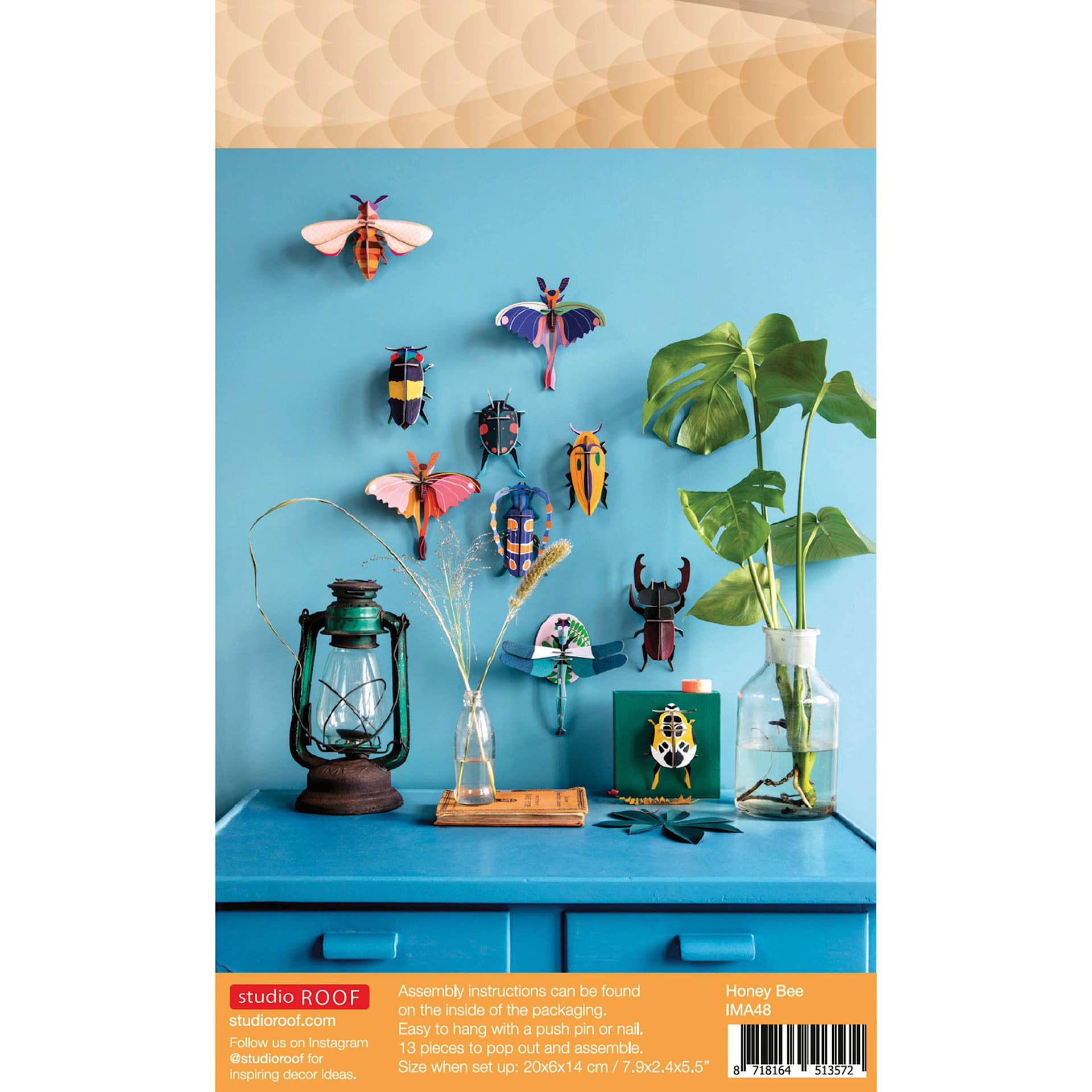 Studio Roof 3D Wall Decoration - Honey Bee, back of the packaging