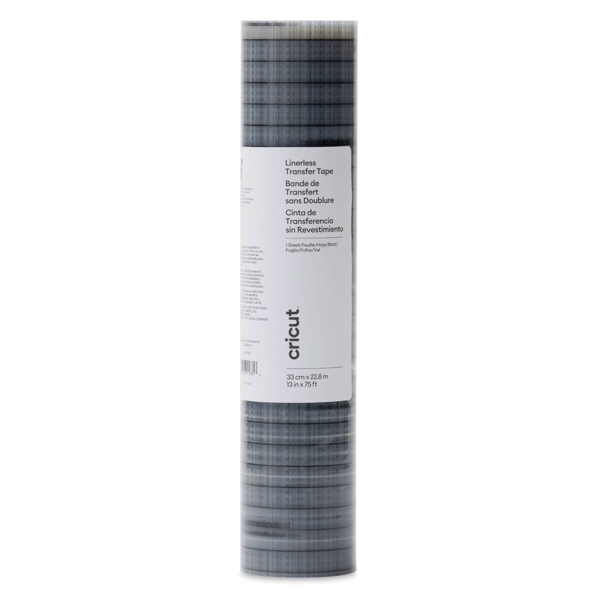 Cricut Linerless Transfer Tape - 13" x 75 ft, front of the packaging