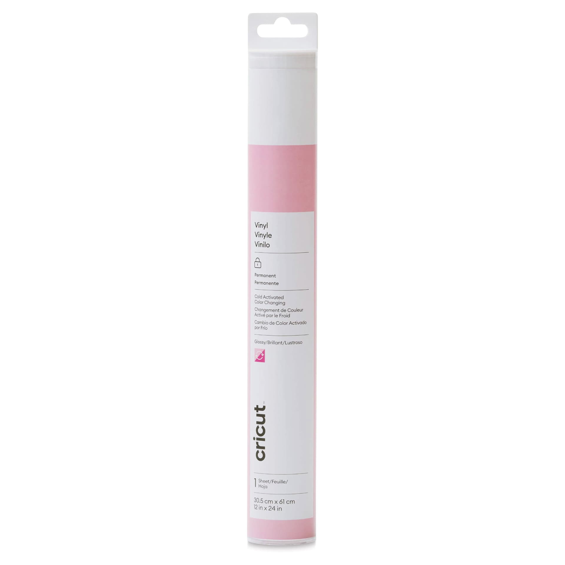 Cricut Cold Color-Changing Permanent Vinyl - Pink/Magenta, 12" x 24" packaging