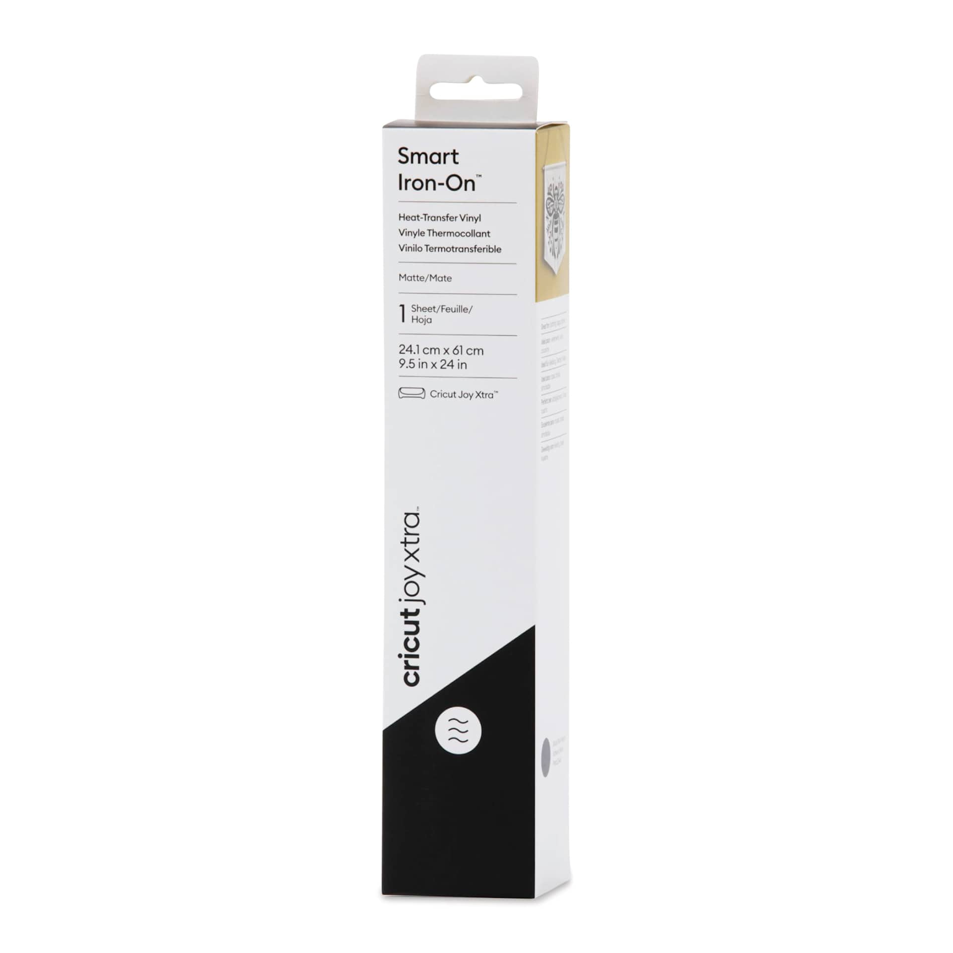 Cricut Joy Xtra Smart Iron-On Vinyl - Black, 9-1/2" x 2 ft front of packaging