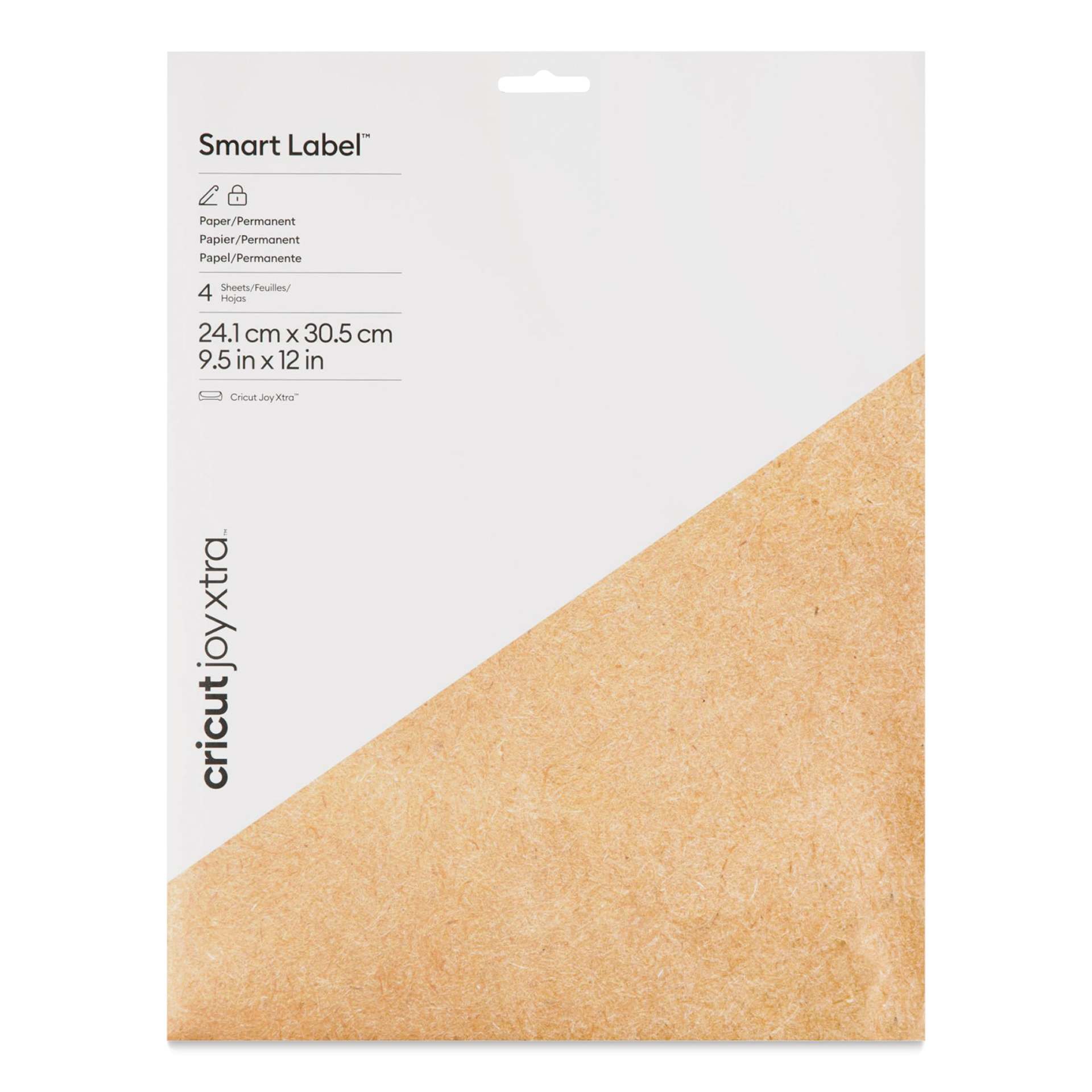 Cricut Joy Xtra Smart Label Paper - 9-1/2" x 12", Pkg of 4 front of packaging