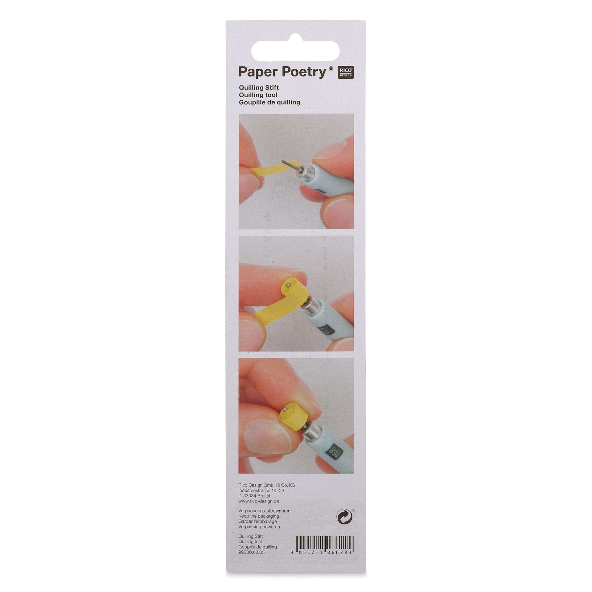 Rico Design Paper Poetry Quilling Tool - back of packaging