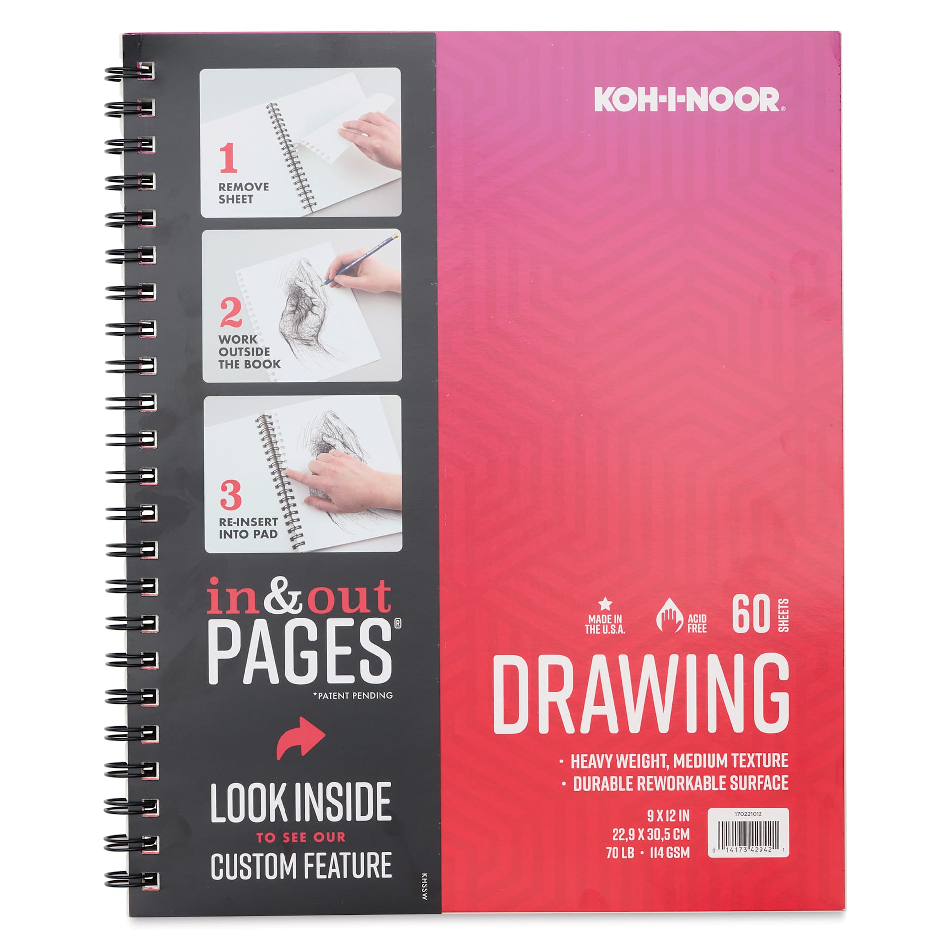Koh-I-Noor Wirebound Drawing Pad - 9" x 12", Side Wire, front cover