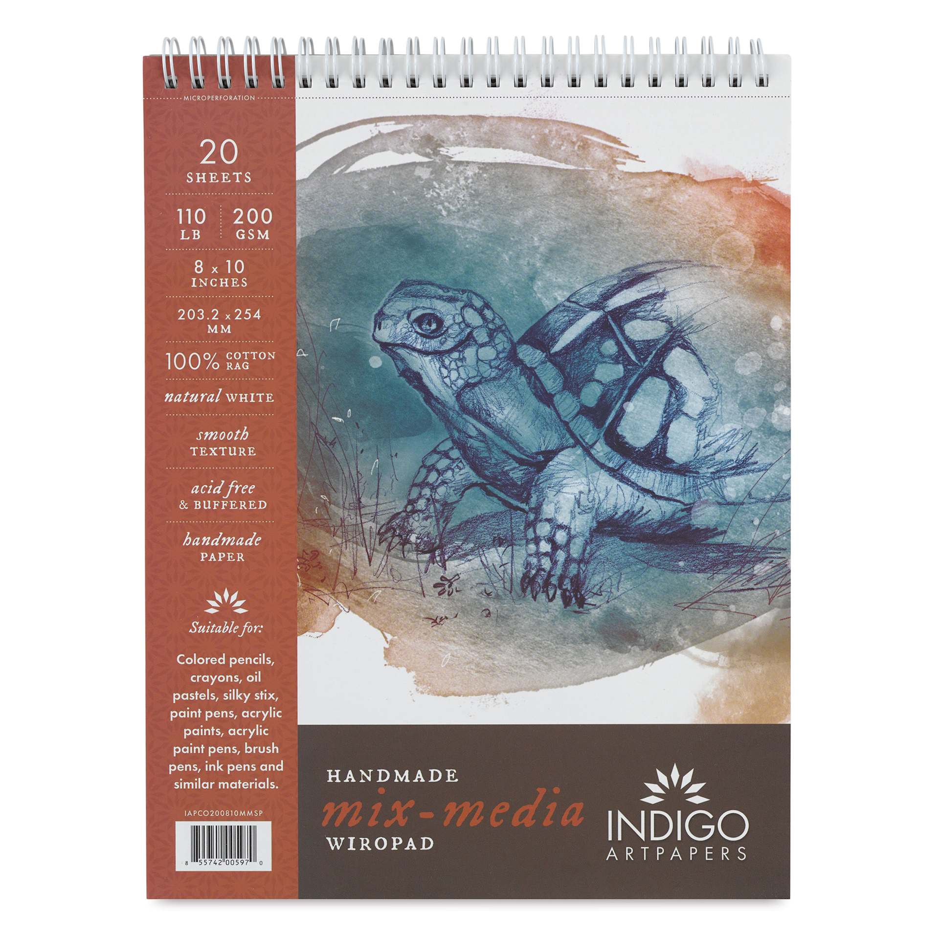 Indigo Artpapers Mixed Media Wiropad - 8" x 10", front cover