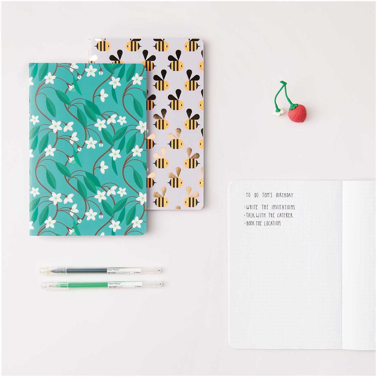 Rico Design Bee/Fruit/Flower Set - Dotted, 2 Books/Pkg., A5 (5.7" x 8.3")